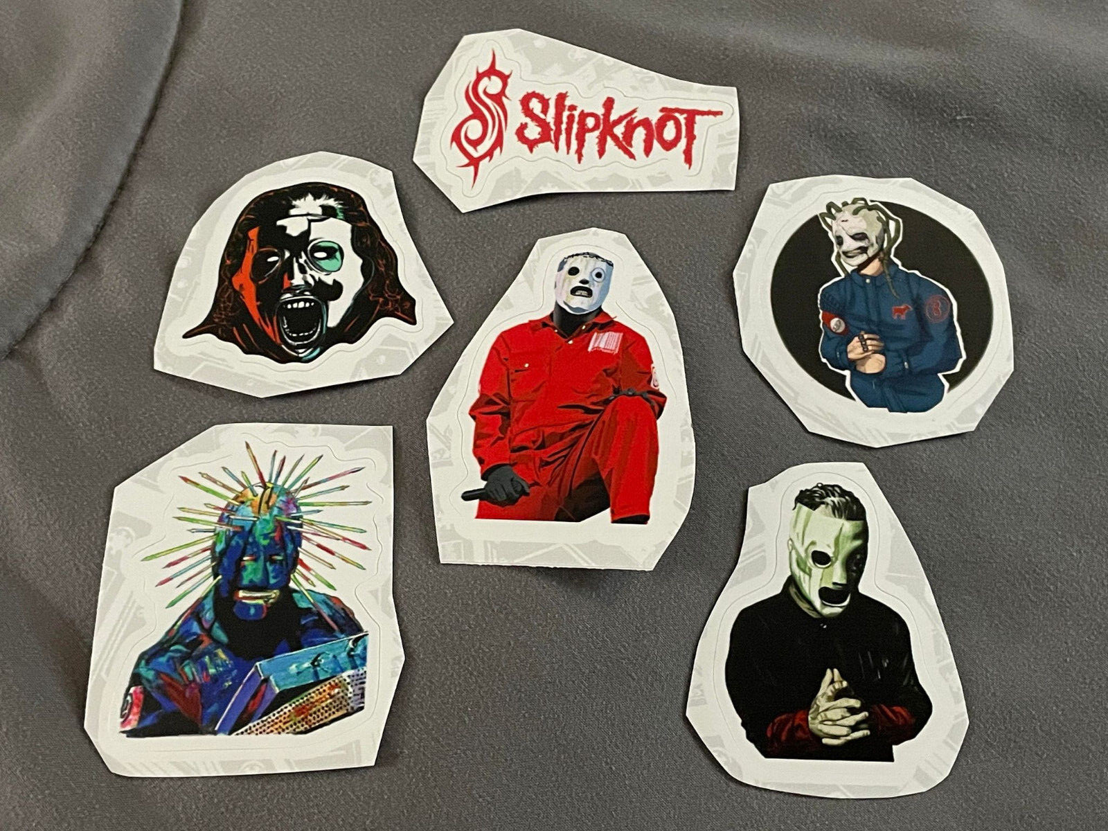 Lot of (6) SLIPKNOT 1 1/2" to 2 1/4" Red White Logo STICKERS Fast! FREE SHIP!