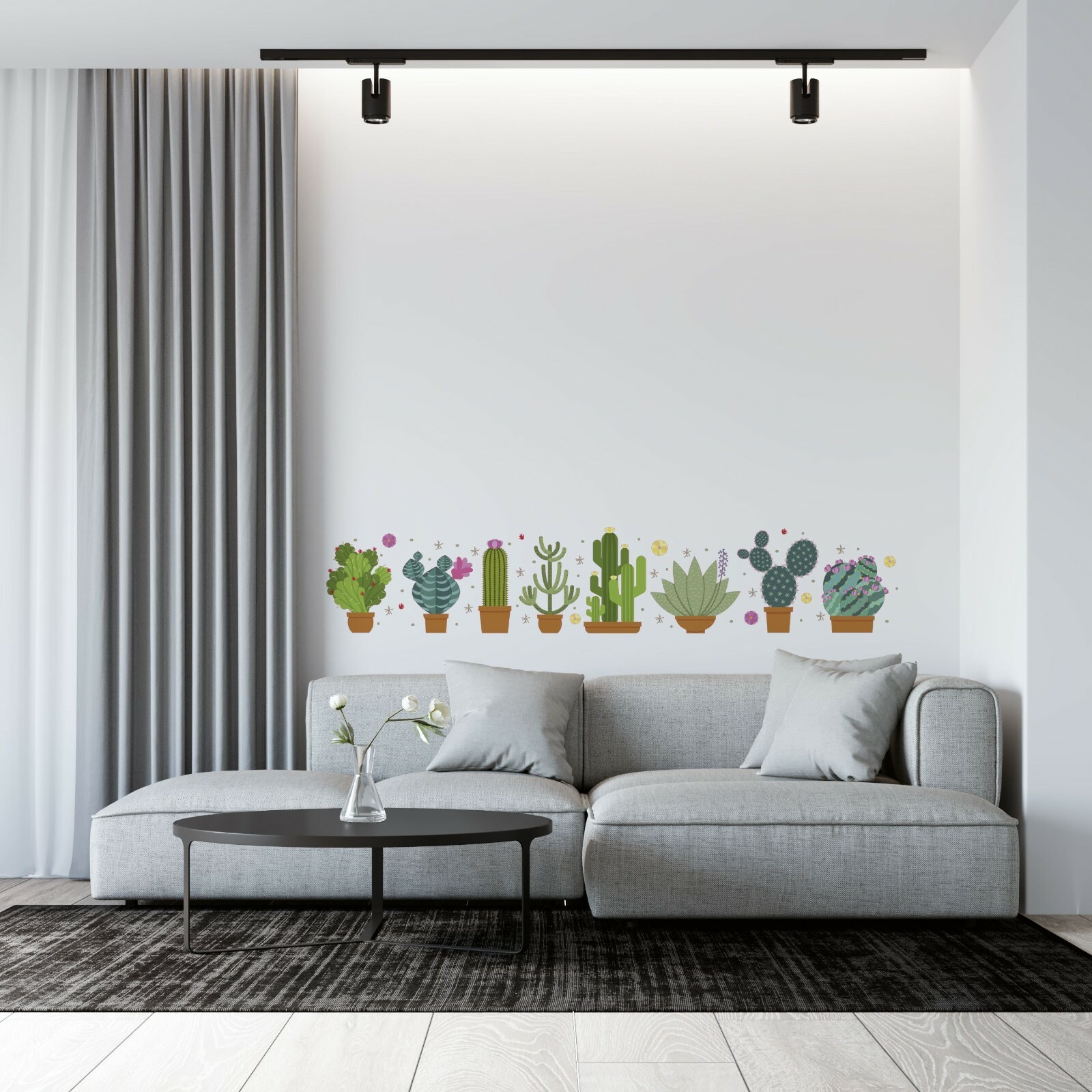 Home Bedroom Art Succulents Nursery Plants Decor Cactus Design Vinyl Wall Decal