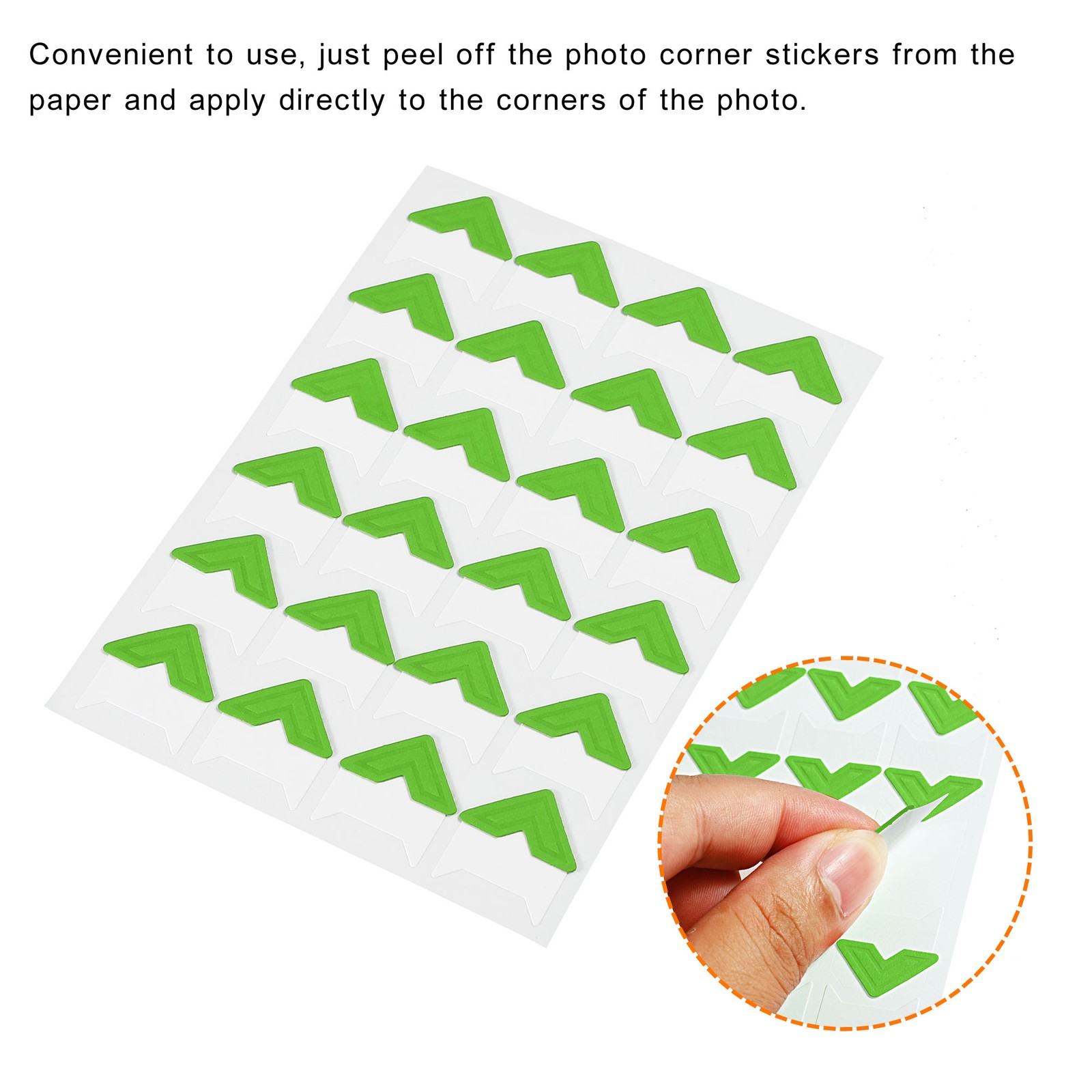 15Sheets/240Pcs Photo Corners Adhesive DIY Picture Mounting Sticker Green