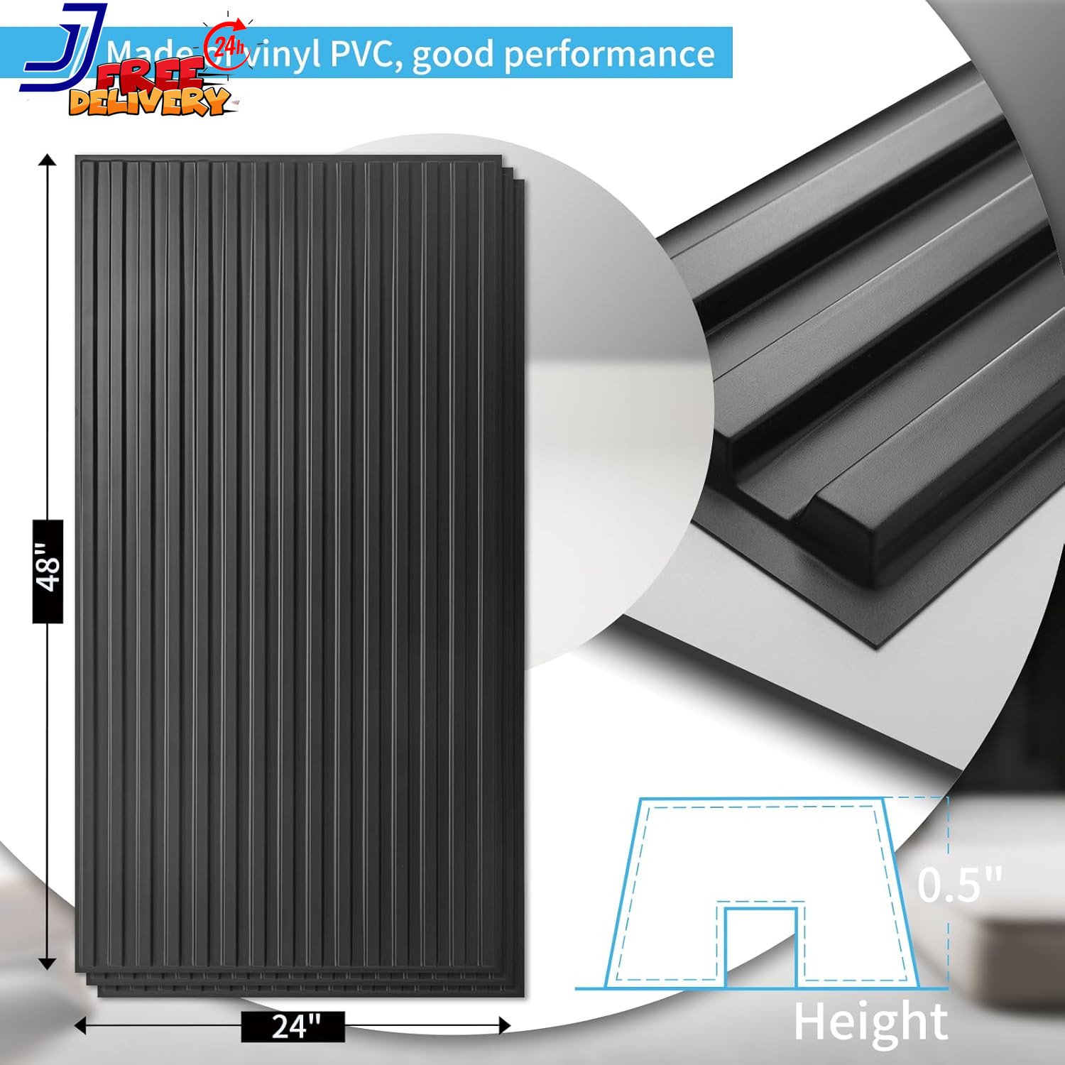 6-Pack Slat Design 3D Wall Panels for Interior Wall Decor 2X4 FT PVC Decorative