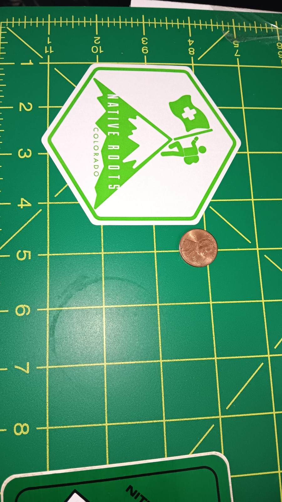 Native Roots Sticker Decal Colorado Green Vinyl Hexagon Logo 3.5in Weatherproof