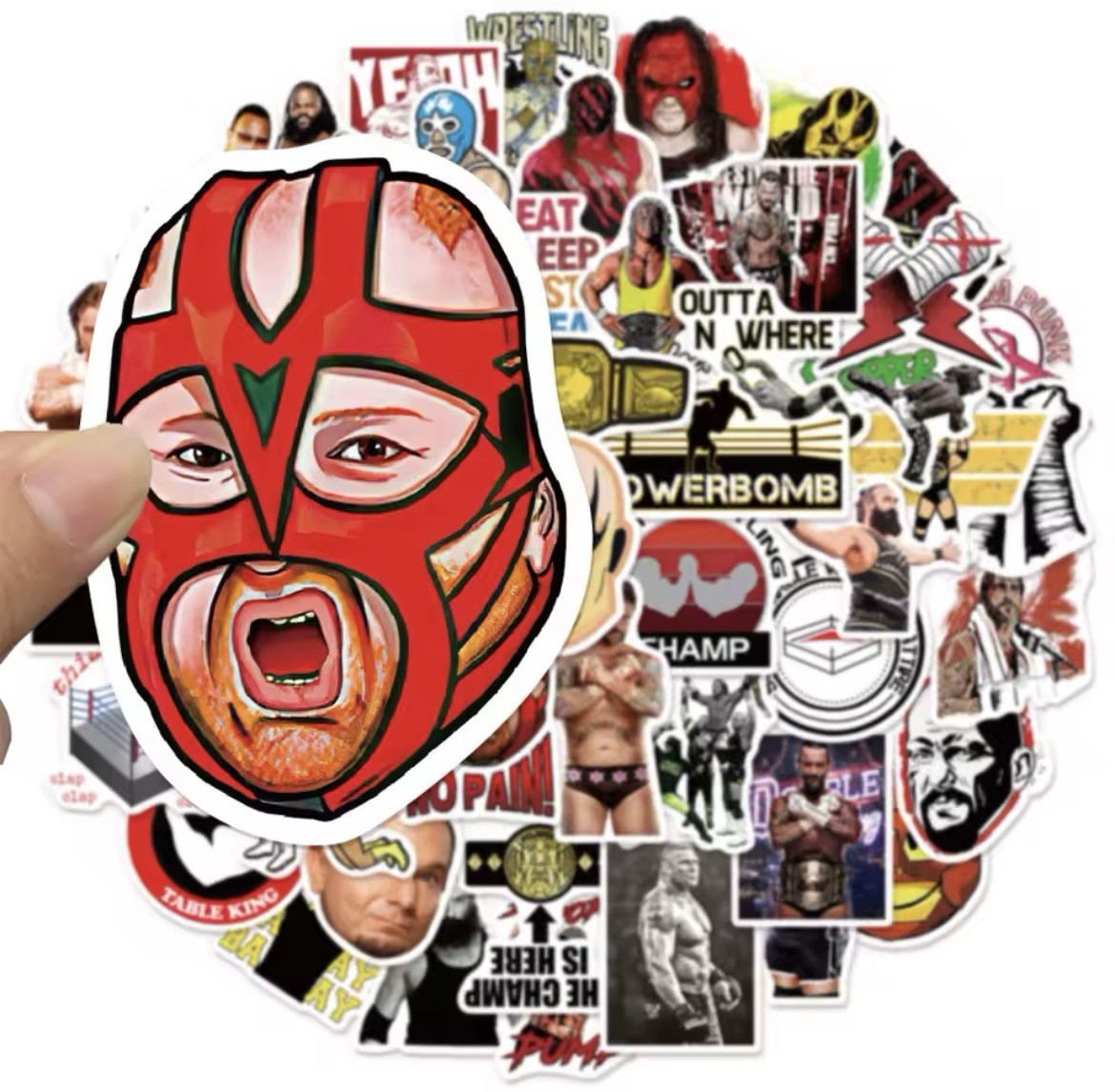Wrestling Style Stickers 50pk Wrestling Superstars Matte Stickers FREE SHIPPING