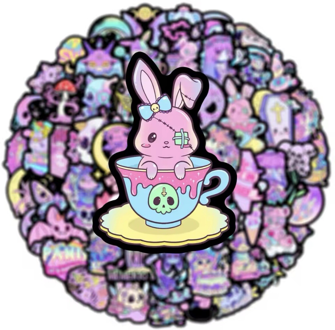 Cute Gothic Stickers 50pk Mixed Pastel Cute Goth Pink Fun Stickers
