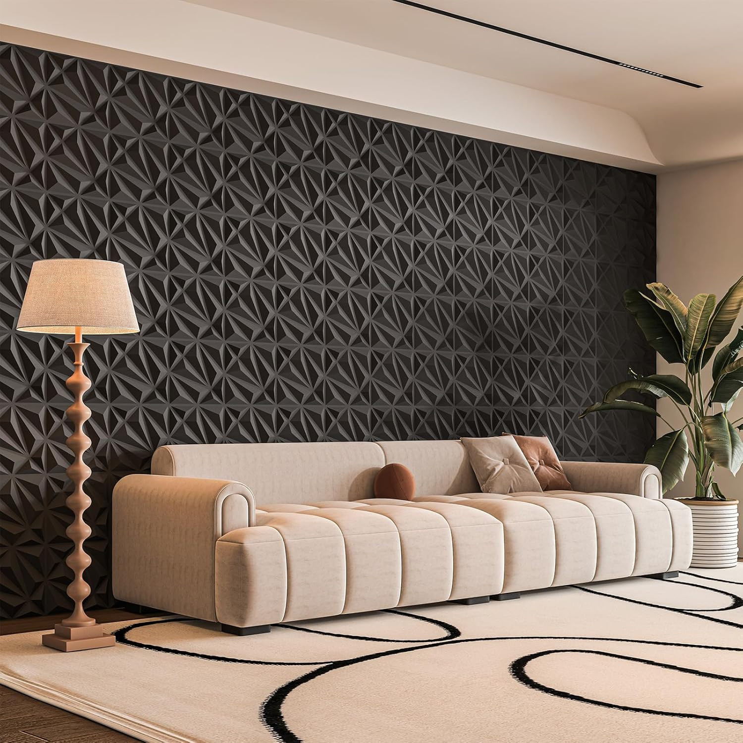 33-Pack 3D Wall Panel for Interior Wall Décor, Diamond Textured PVC Accent Wall