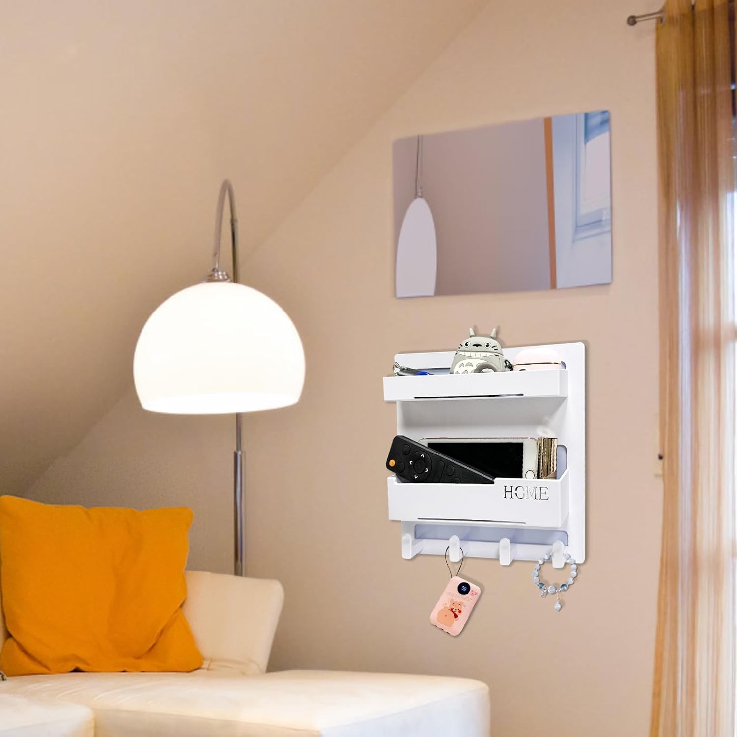 Bedside Shelf Accessories Organizer Wall Mount Self Stick On Cute Room Decor