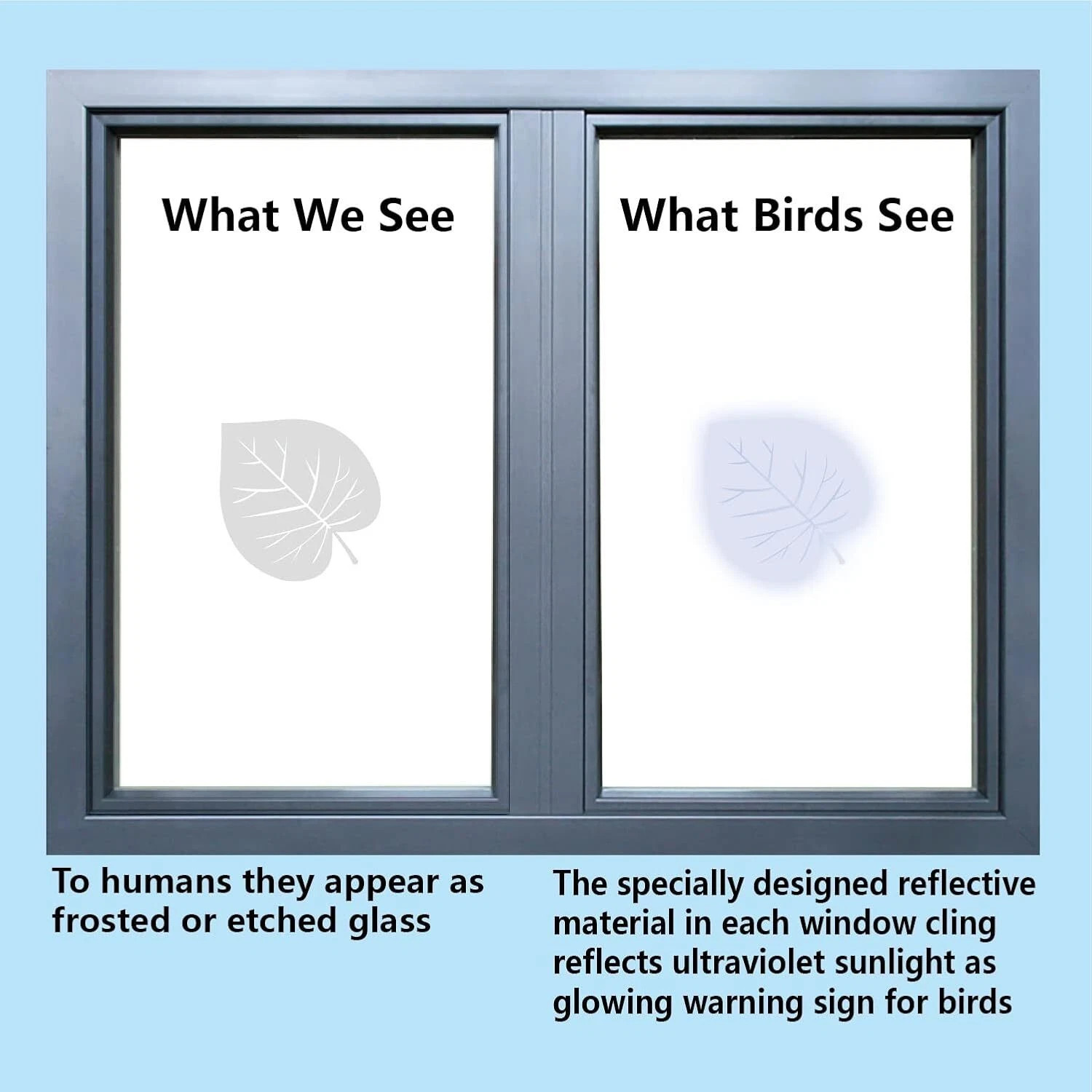 Window Decals for Bird Strike 52 Pieces Large Leaf Shape Anti-Collision Stickers