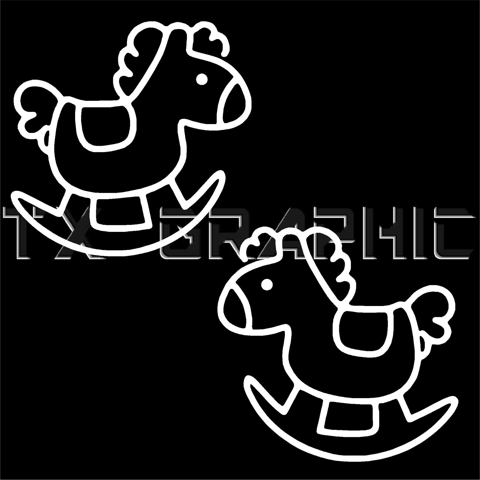 1 SET OF 2, ROCKING HORSE DECAL STICKER BABY CHILDREN DECORATION COWBOY WINDOW