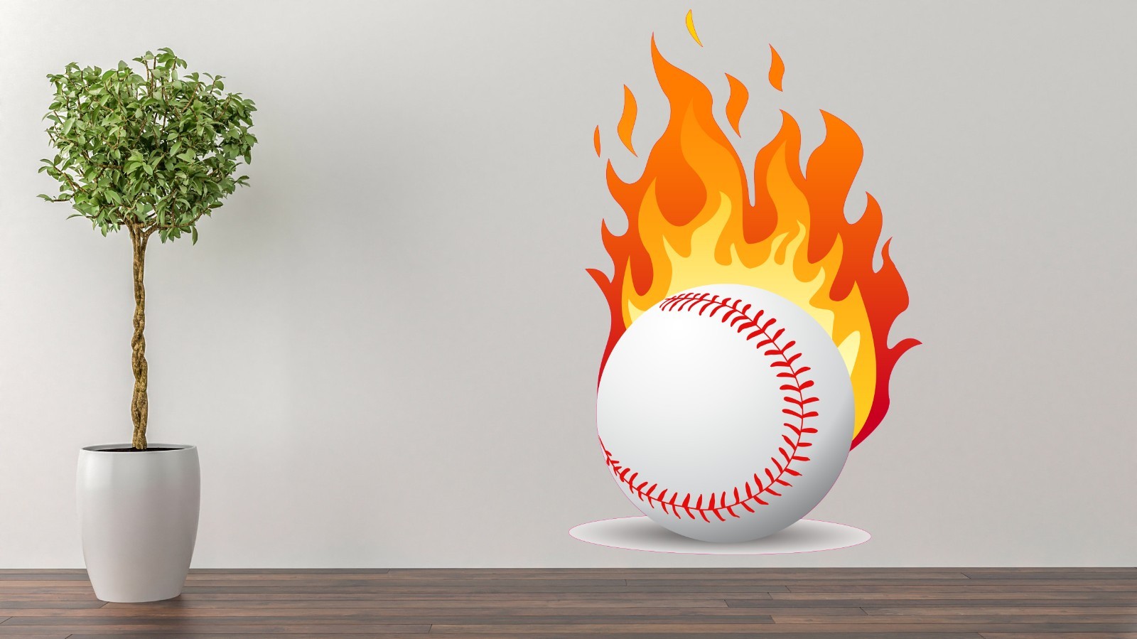 Flaming Baseball Vinyl Wall Decal Sticker – Sports Mural for Any Room M-49