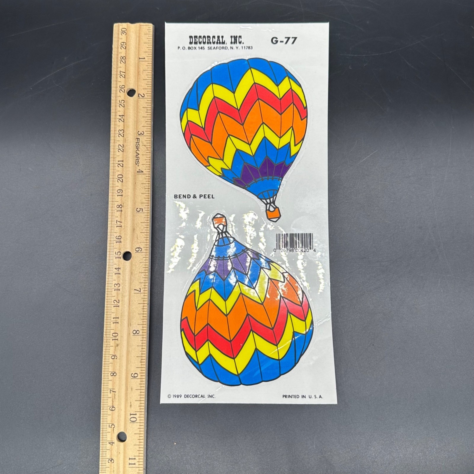 Vintage Rainbow Hot Air Balloon Decals 1989 Decorcal USA Stickers Bend & Peel