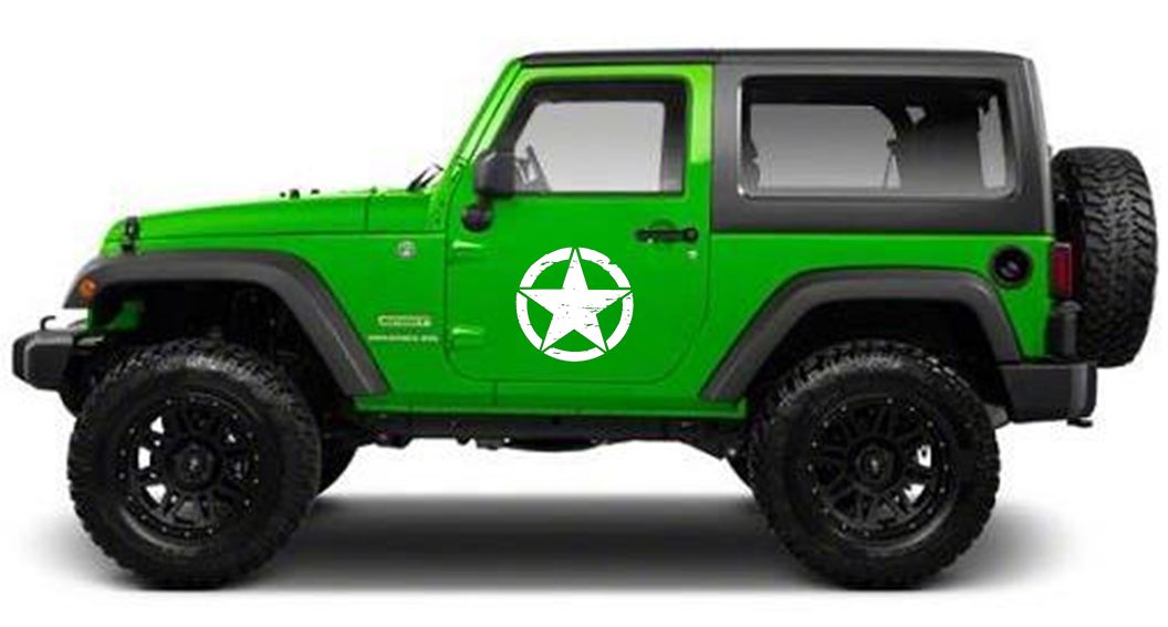Distressed Star 2 Decals Military Style Off Road Vinyl Decal Sticker 12 Inches