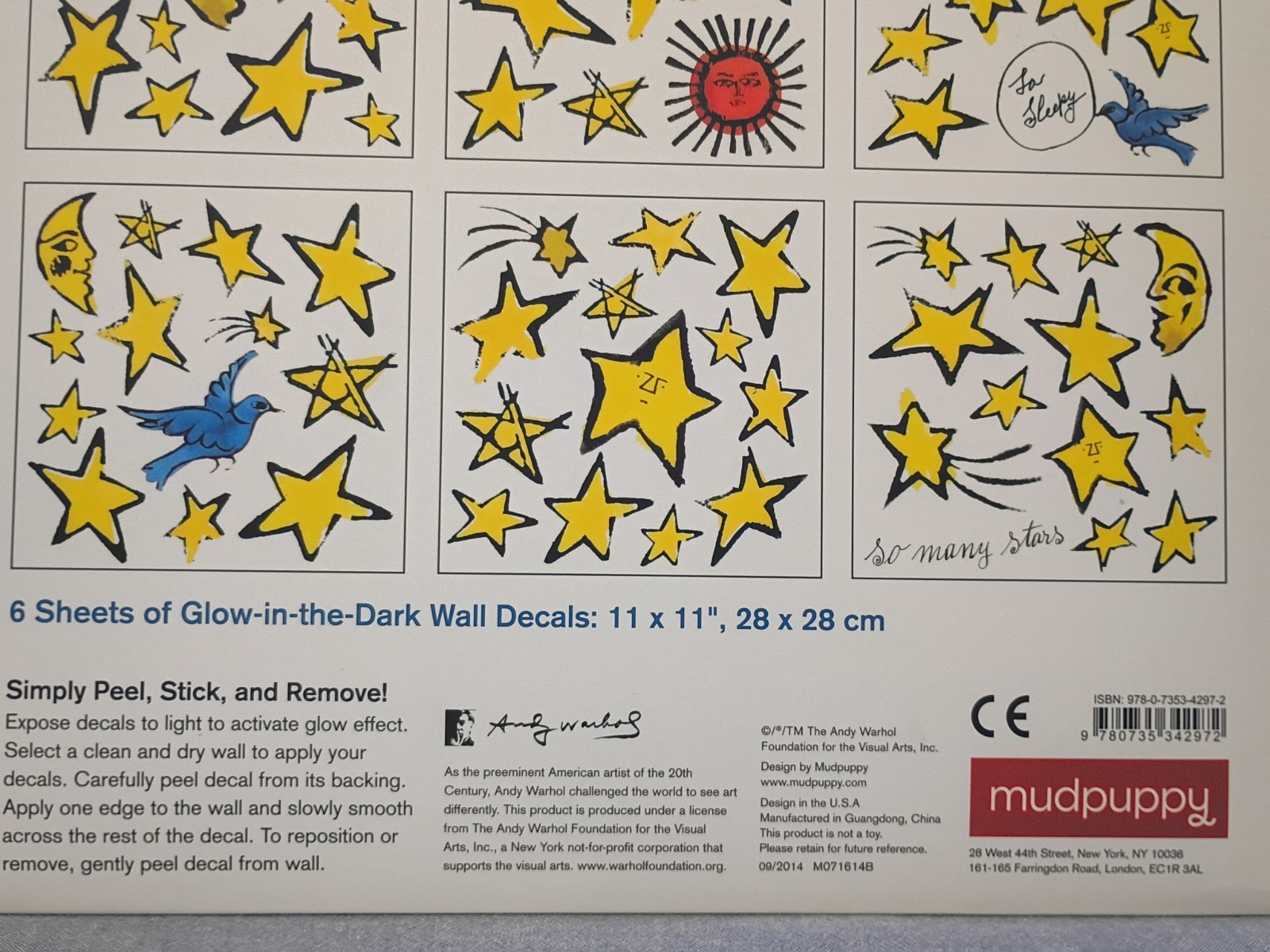 MUDPUPPY & Andy Warhol "So Many Stars" Wall Decals, Glow in The Dark,