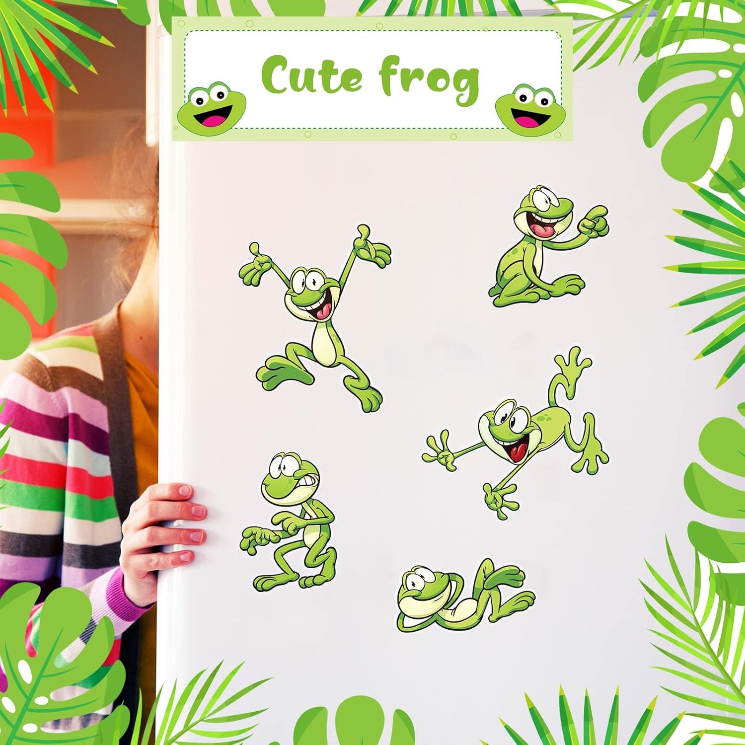 Cute Frog Car Magnets Waterproof Sticker Set Decorative