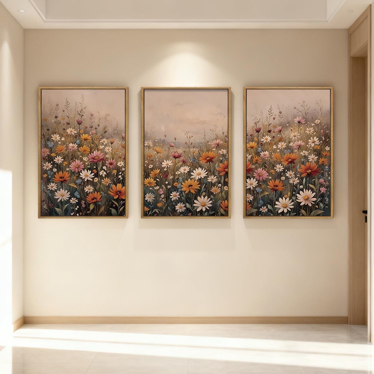 IARTTOP Framed Floral Canvas Wall Art Large 16×24 Inch Colorful Wildflower Ar…
