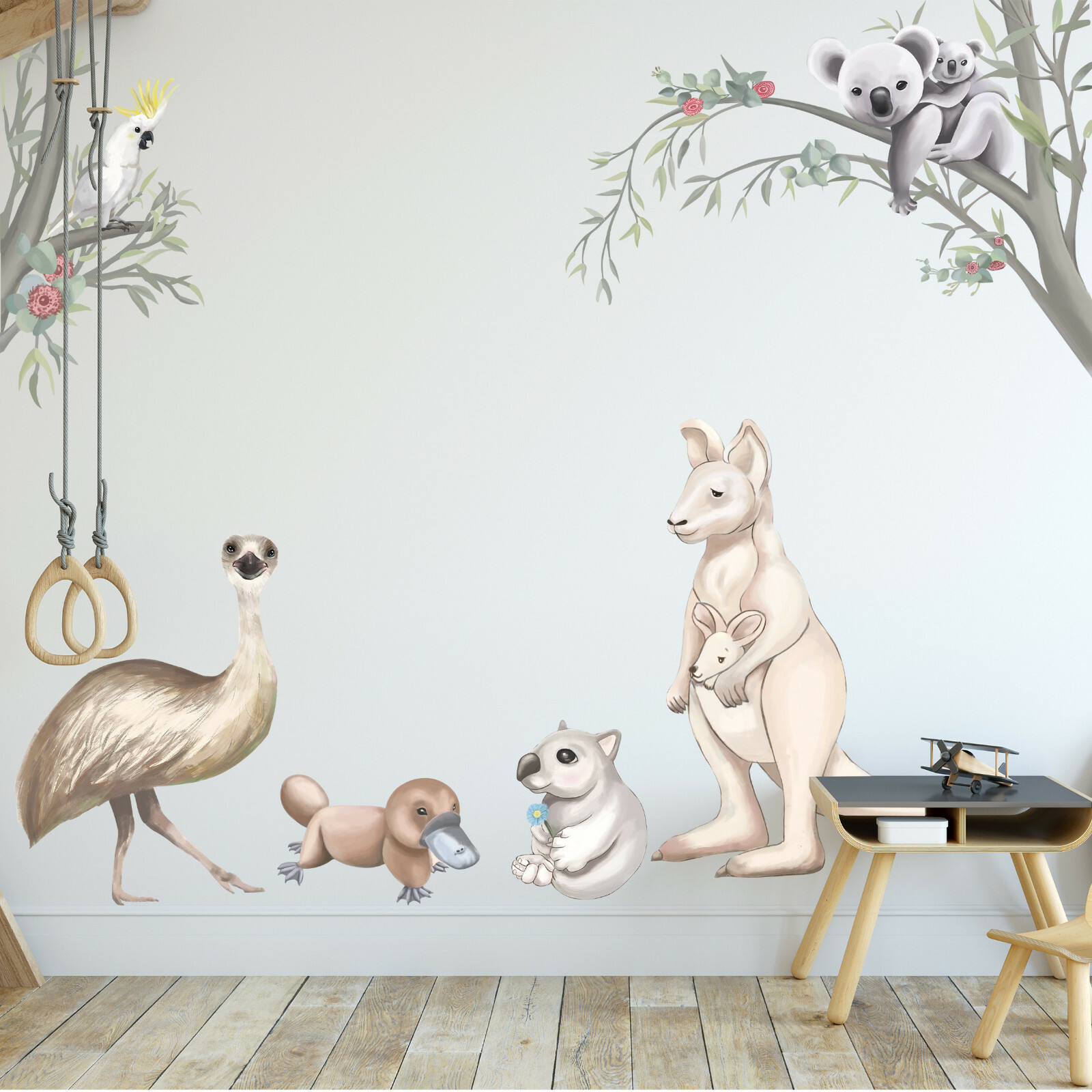 Australian Animals Koala Kangaroo Wall Fabric Decal Set Sticker Baby Room Decor