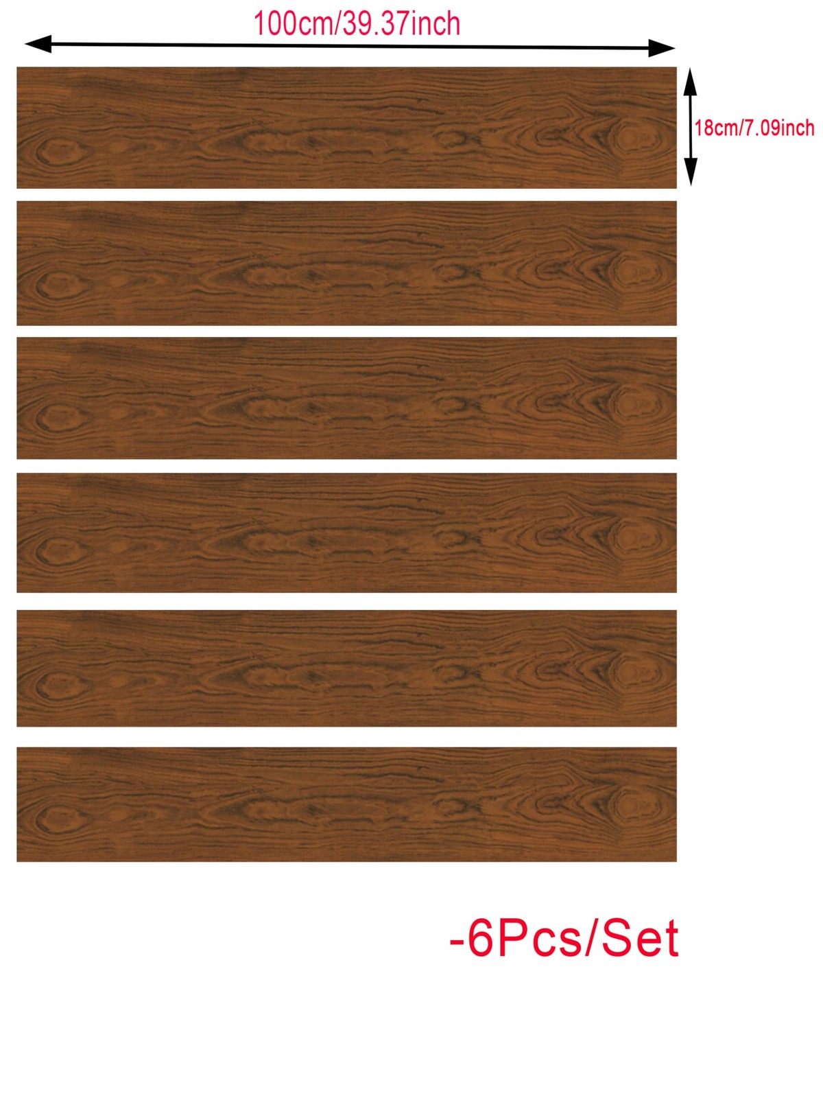 artfanke 6Pcs Vintage Wood Grain Stair Stickers Peel and Stick – Faux Wood Stair