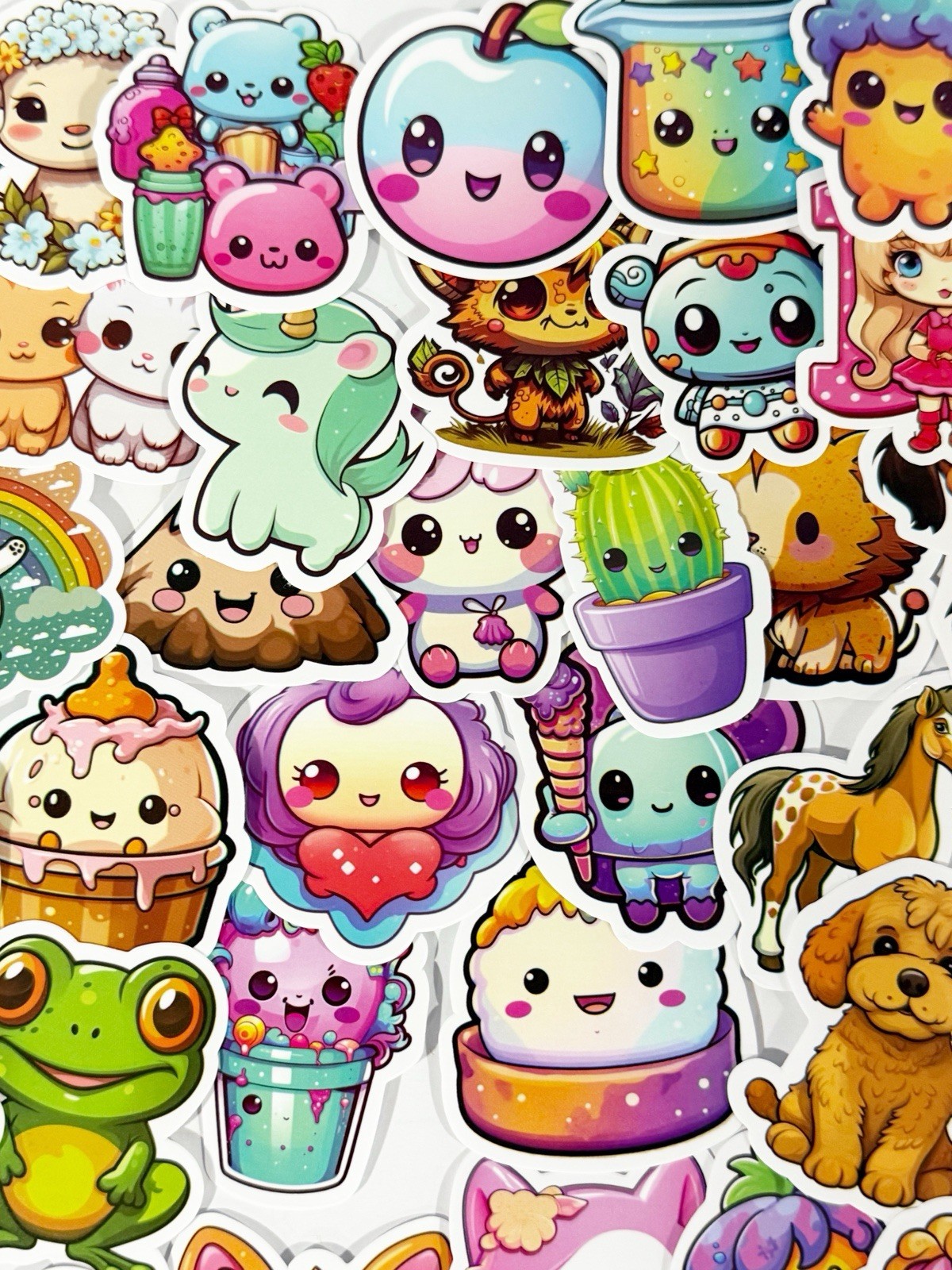 100PCS Cute Waterproof Vinyl Stickers, Kawaii Cartoon Stickers for Kids, Animals