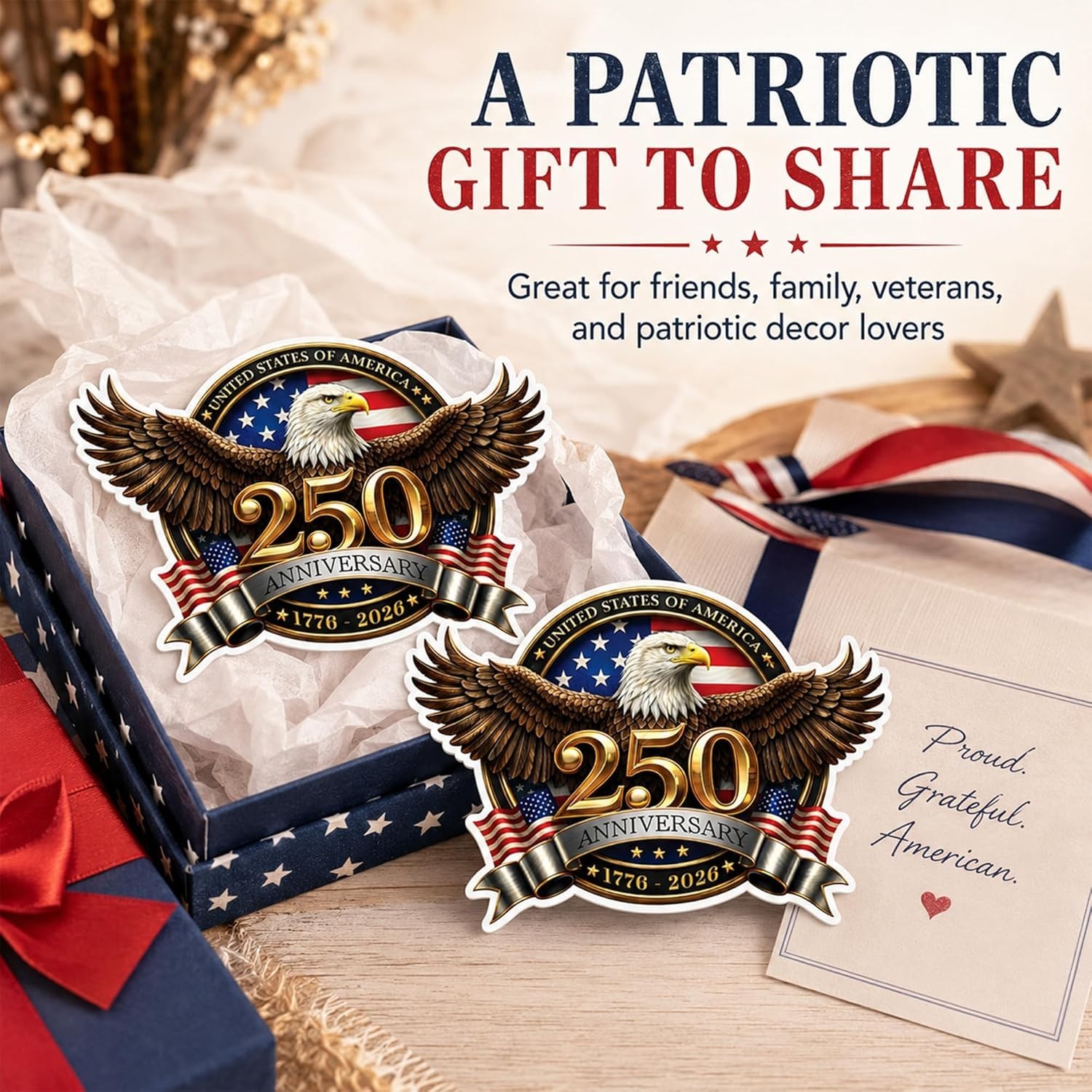 Bold Patriotic 250th Anniversary Car Stickers – Easy Application & Versatile Use