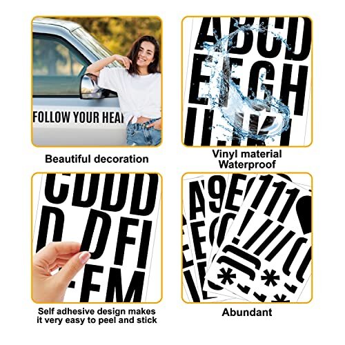 24 Sheets 2 Inch Self Adhesive Letters Stick on Vinyl Letters Capital Black