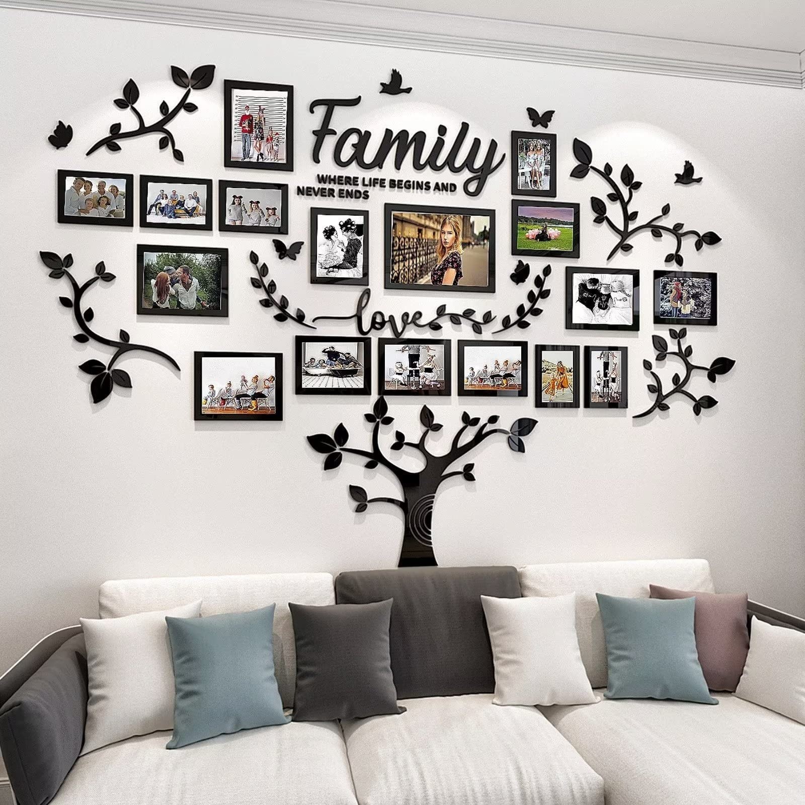 3D Family Tree Wall Decor Sticker – DIY Picture Frames Collage for Living Room
