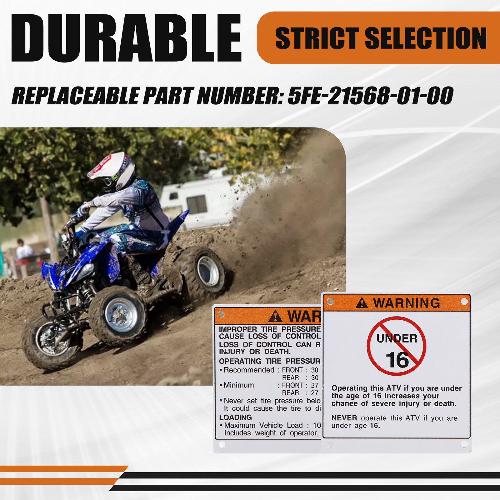 Auto Parts Warning Decals Stickers Labels Aluminum Backed for H4E25706