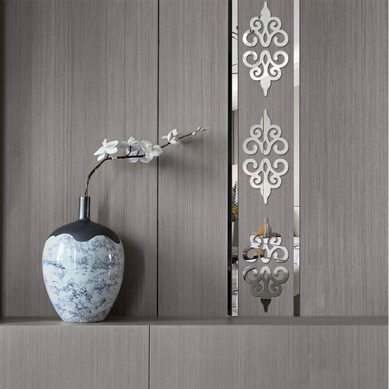 20pc 3D Acrylic Mirror Flower Wall Stickers Art Mural Decal Home Decor Removable