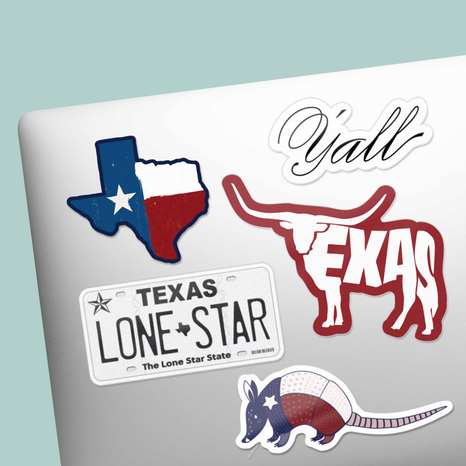 Texas Sticker Sheet – Set of 6 Mini TX Flag Decals for Laptop & Water Bottle