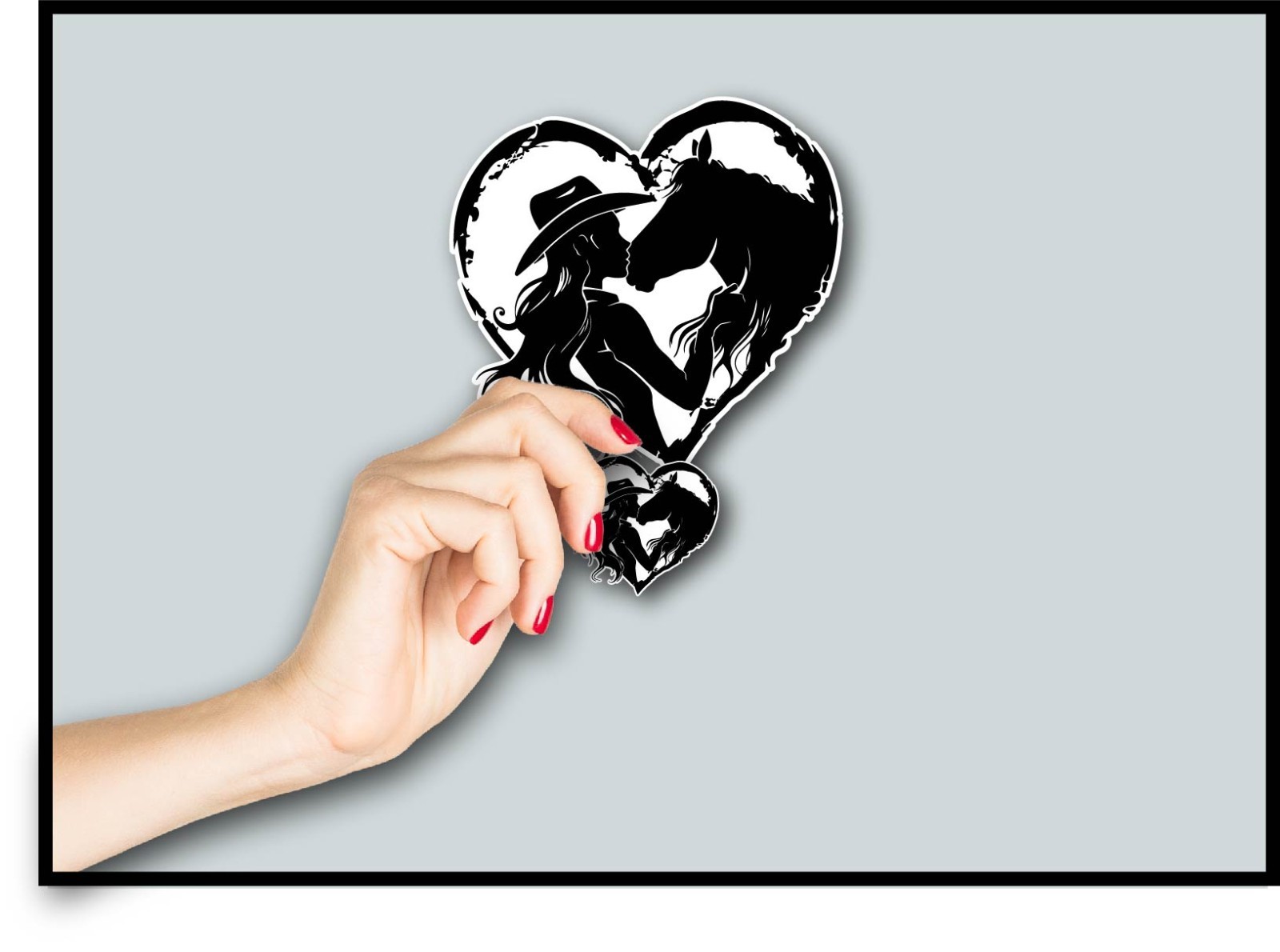 Cowgirl Kissing Horse Heart Decal Sticker Girl Country Life Western Farm Love