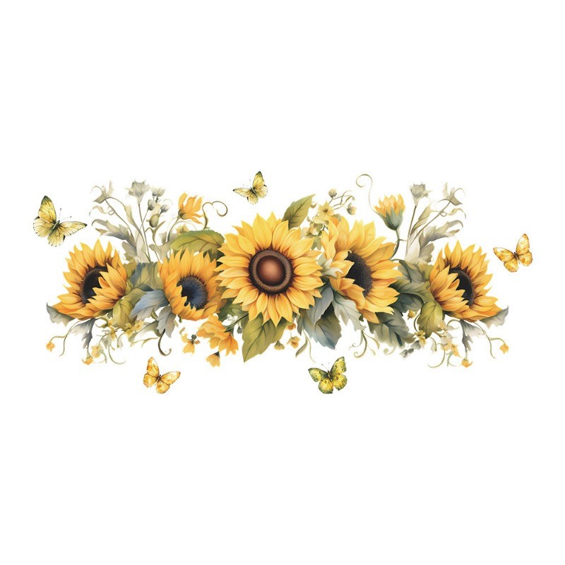 1 piece of PVC self-adhesive sunflower and butterfly wall sticker