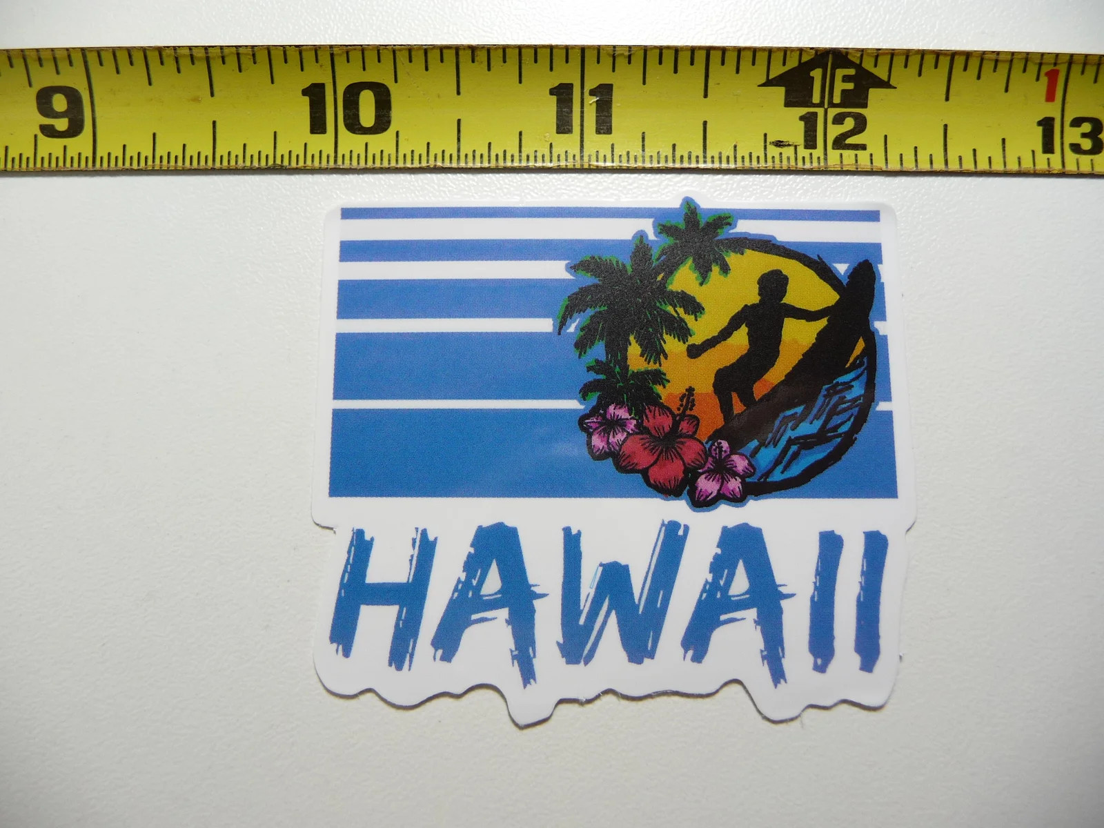 HAWAII SURF SURFING TREES LINES SMALL STICKER DECAL BEACH VACATION PARADISE