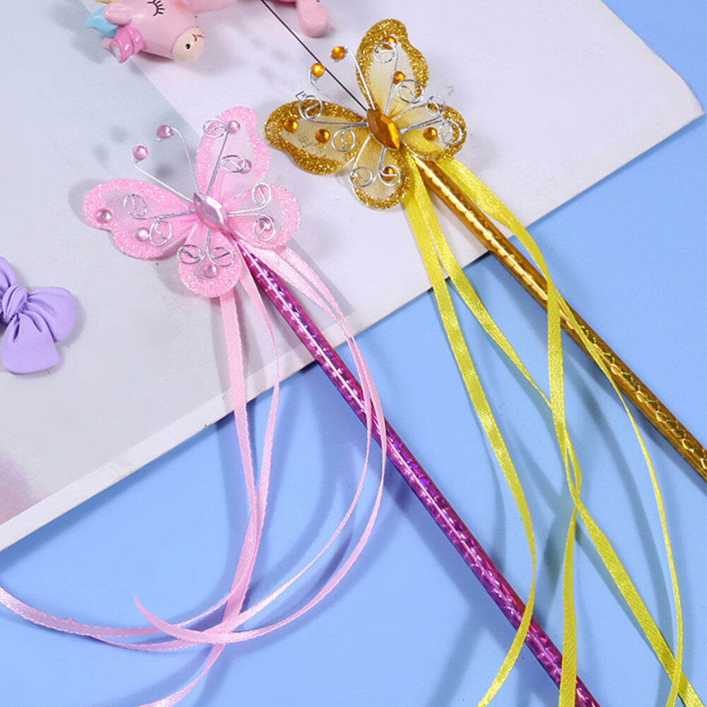 4PCS Pink Butterflies Fairy Wands Glitter Wand for Kids Fairy Godmother Wand