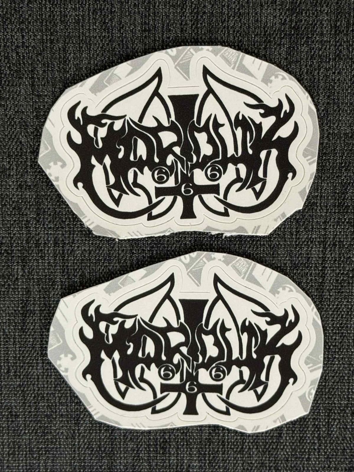 Lot of 2 MARDUK 1 1/2" x 2 1/4" Logo STICKERS Black Metal FAST! FREE SHIP!