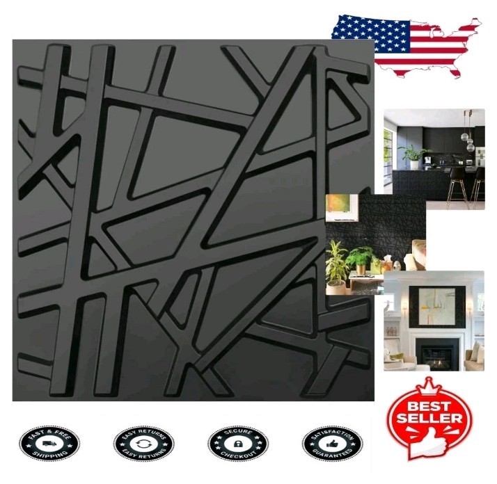 12"x12" Paintable 3D Wall Panels – Black Accent for Living Room & Gaming 30 Pk