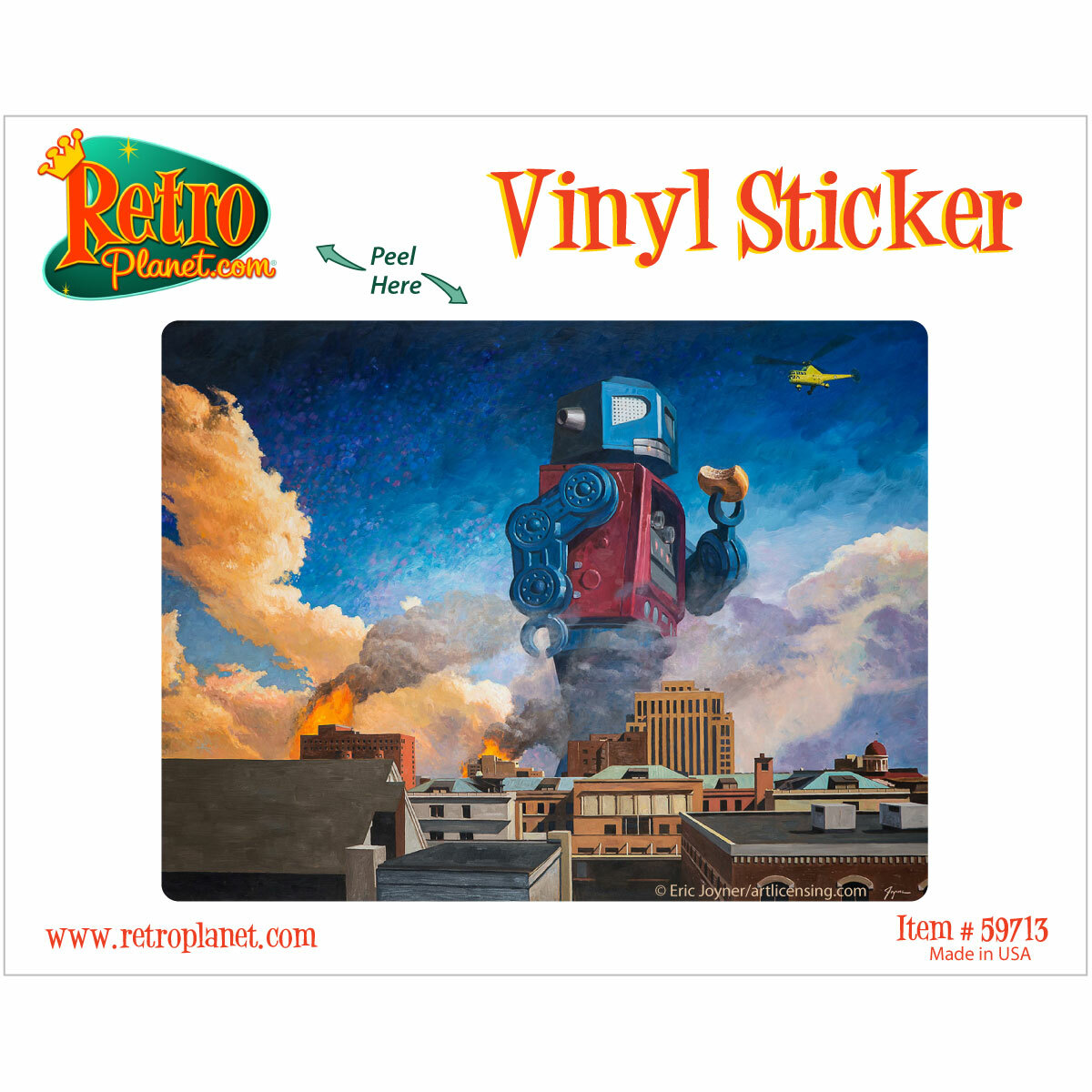 Robot Godzilla Donut Lunchtime Vinyl Sticker Sci-Fi Laptop Bumper