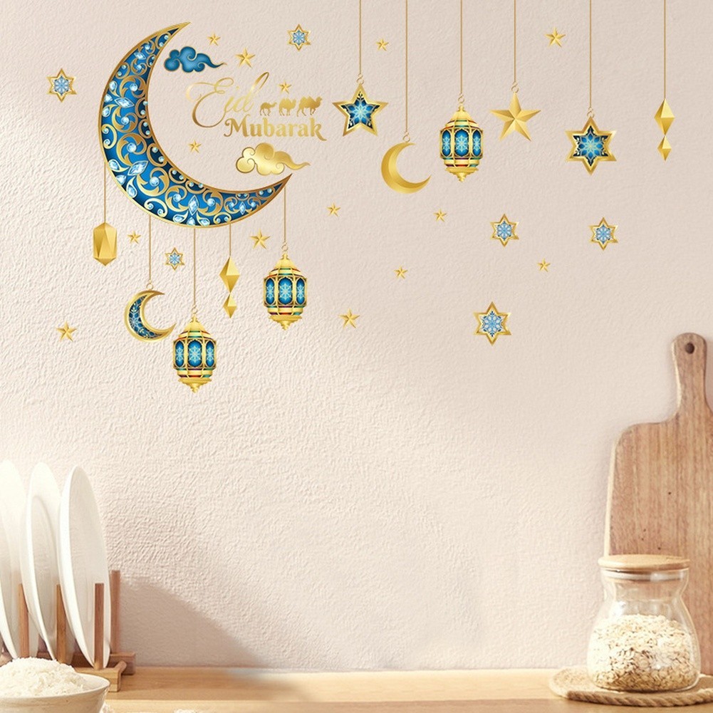 Wall Sticker Star Moon Design UV Printed PVC for Living Room Bedroom Decoration