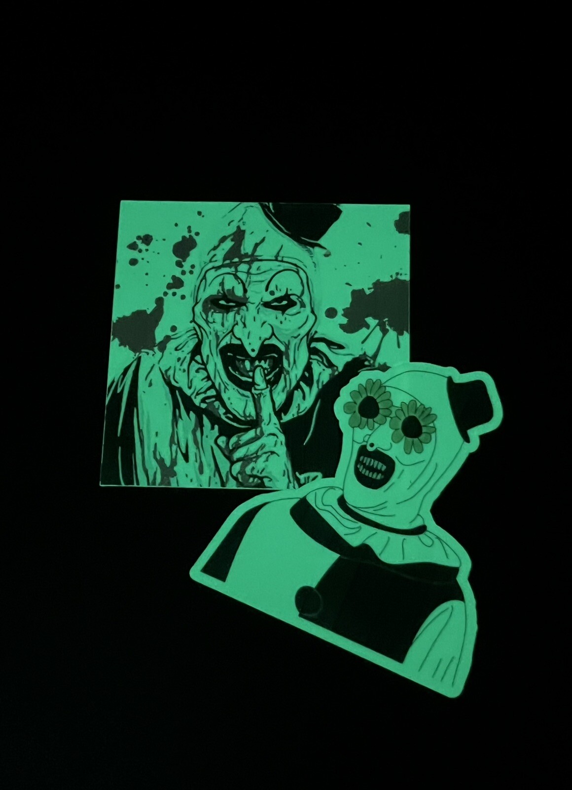 art the clown terrifier Horror 3 Inch Glow In The Dark Sticker Set Of 2