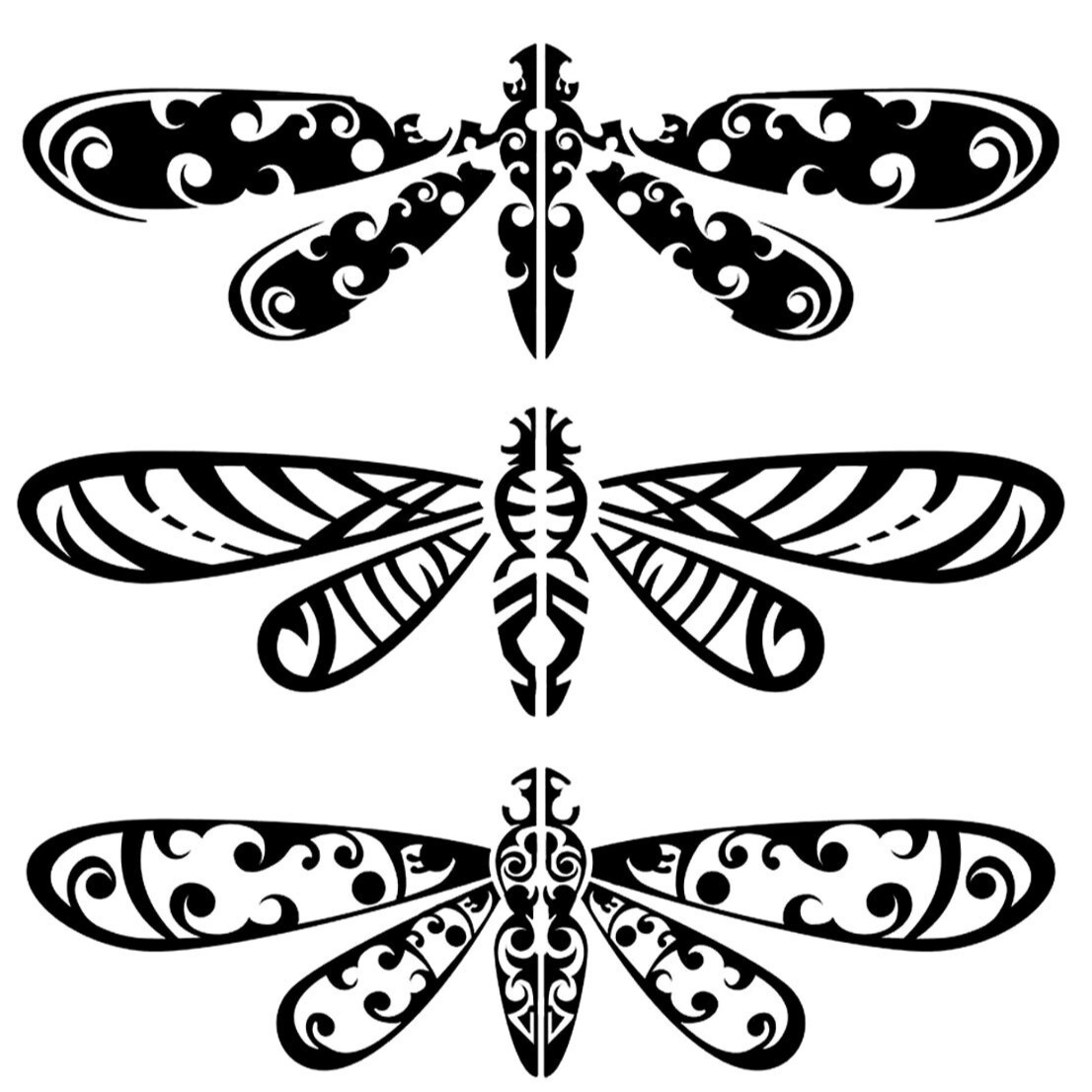 3 Pack Dragonfly Renderings 7" Vinyl Decals Car Window Tablet Notebook Tumblers