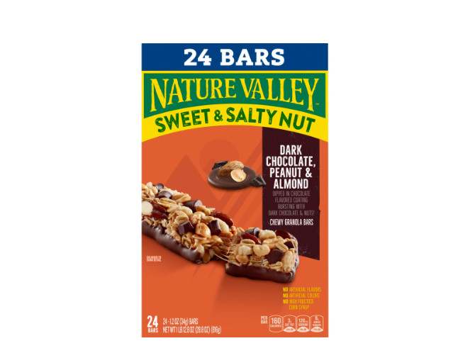 Nature Valley Sweet and Salty Nut Bars and Dark Chocolate Peanut Almond 24 Bars.