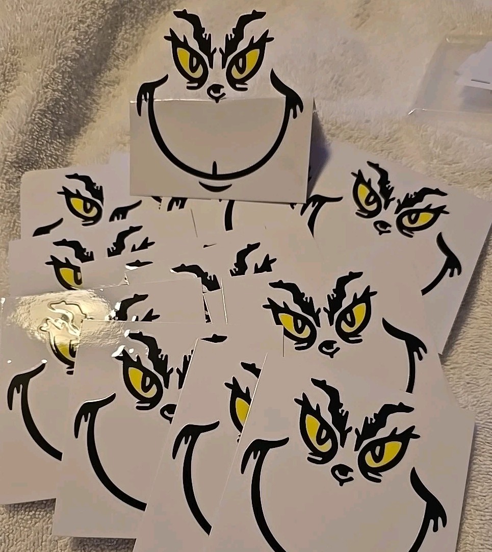 Grinch 30 Pack Transparent Stickers 3 1/2" X 3 1/2"