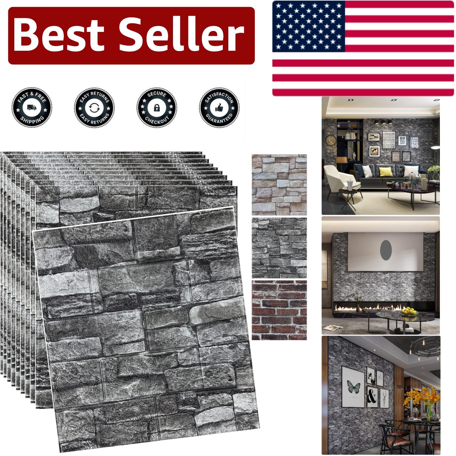 Self-Adhesive 3D Faux Brick Wall Panels – 20PCS Coverage for Stylish Interiors