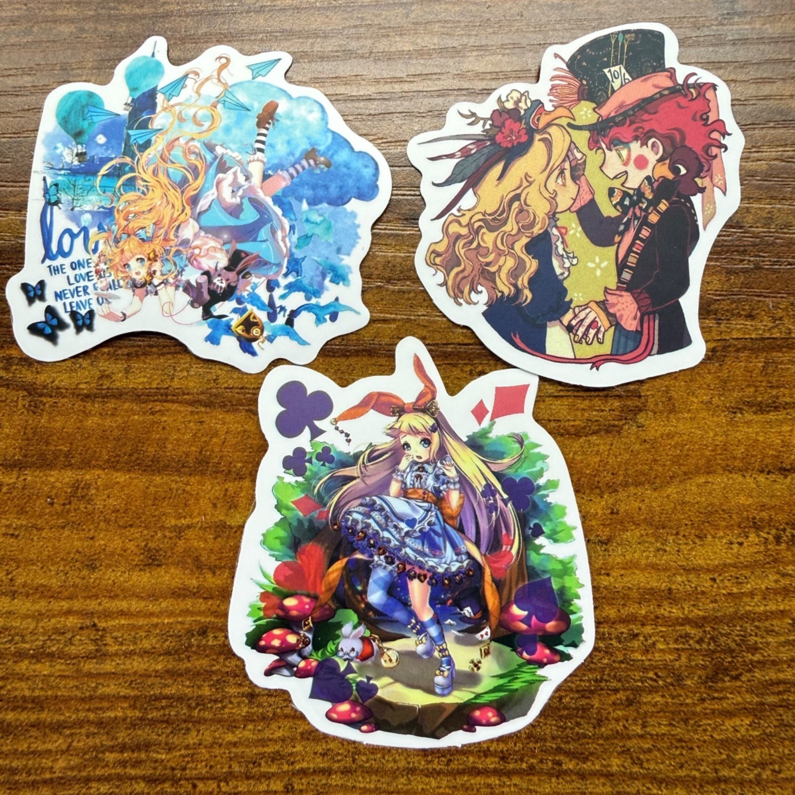 3 Stickers Disney Alice in Wonderland Anime Vinyl Decal Laptop Phone Bottle Book