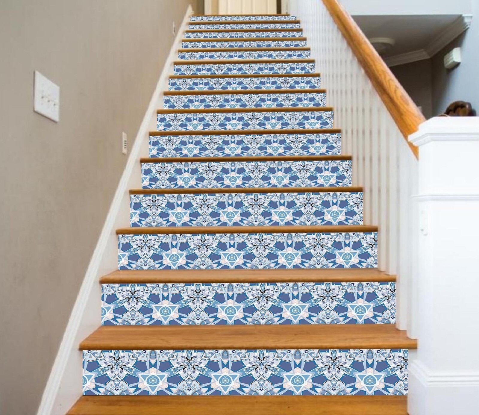 3D Blue Pattern AZ647 Stair Risers Decoration Mural Vinyl Wallpaper Kay