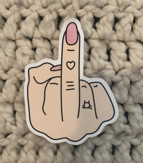 Cute Sticker Middle Finger Tattoo Sassy Collectable Decorative Water Bottle