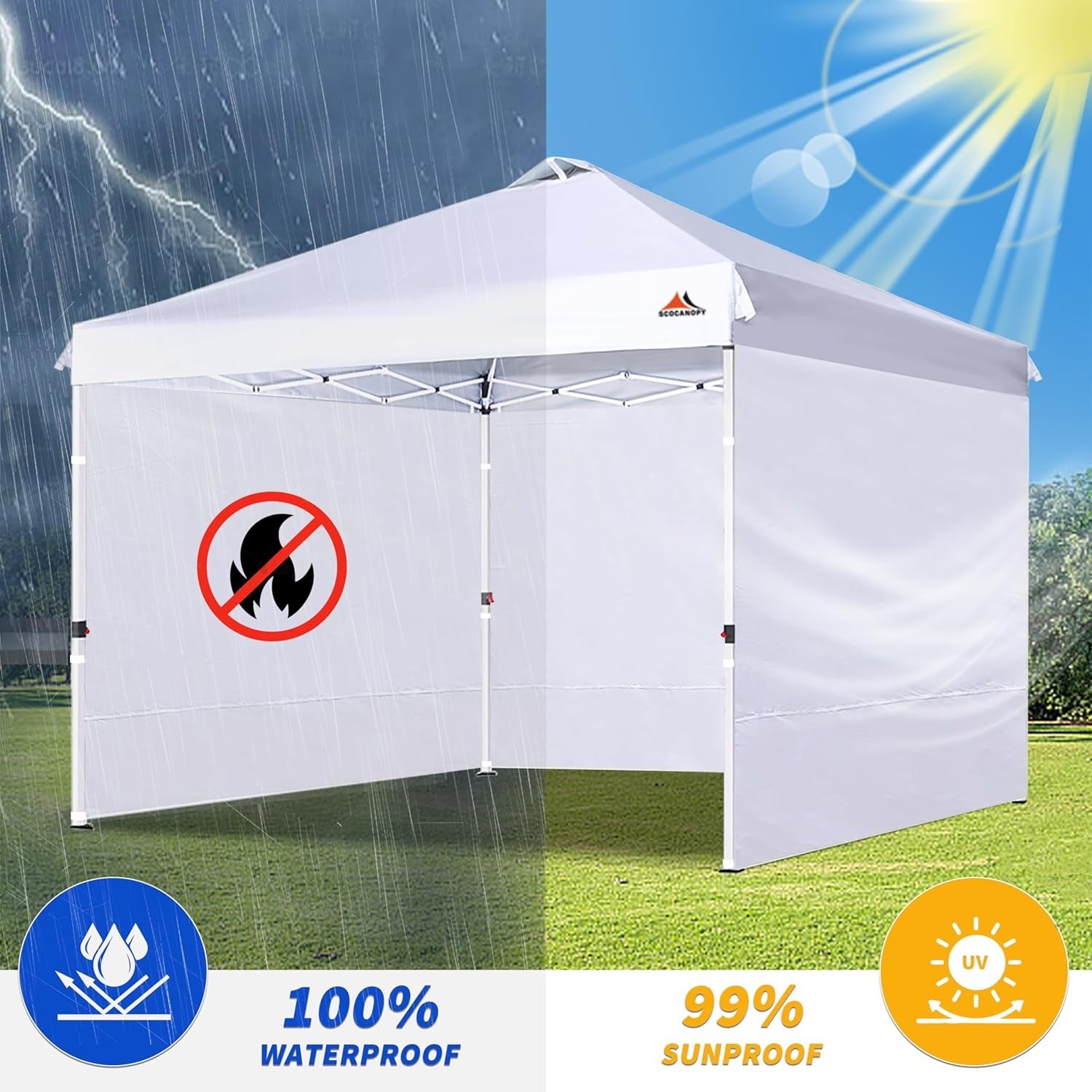 Sidewall for 12X12Ft Canopy Frame, 3 Pack Sunwalls Only,(White)