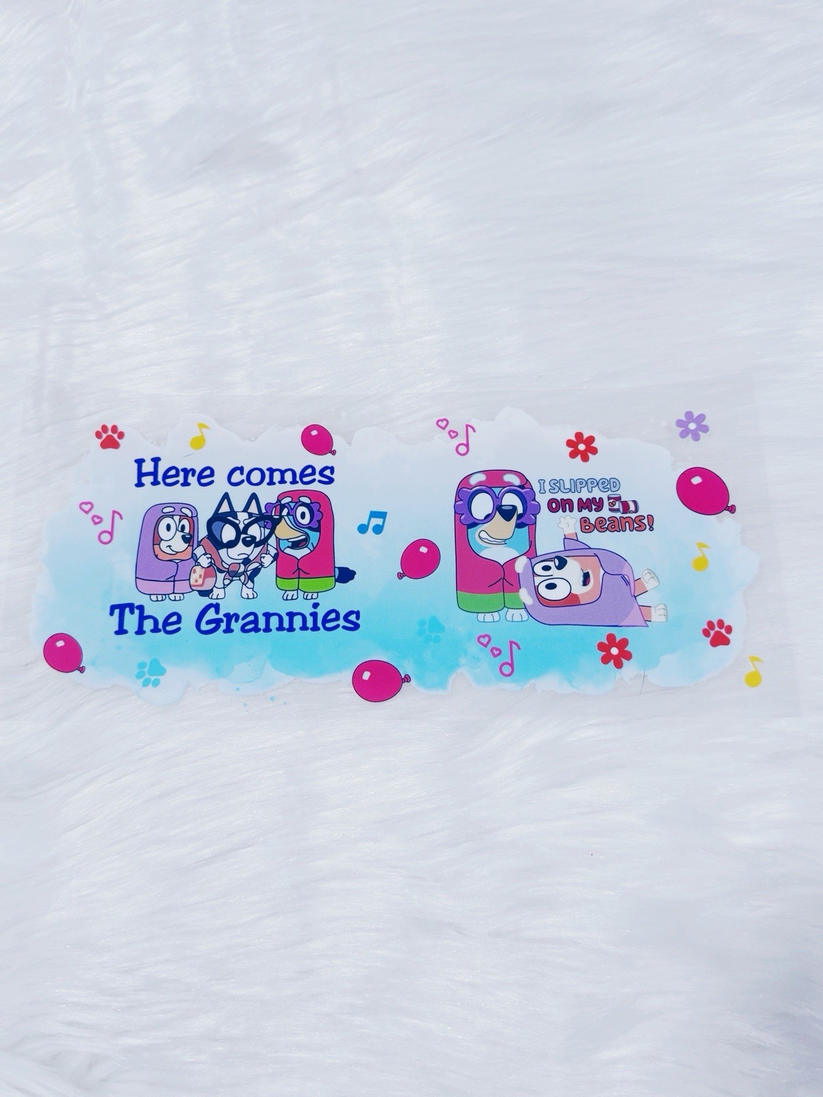 Bluey UV DTF Cup Wraps for 16 oz Glass Cups, 8 Sheets Transfers Variety