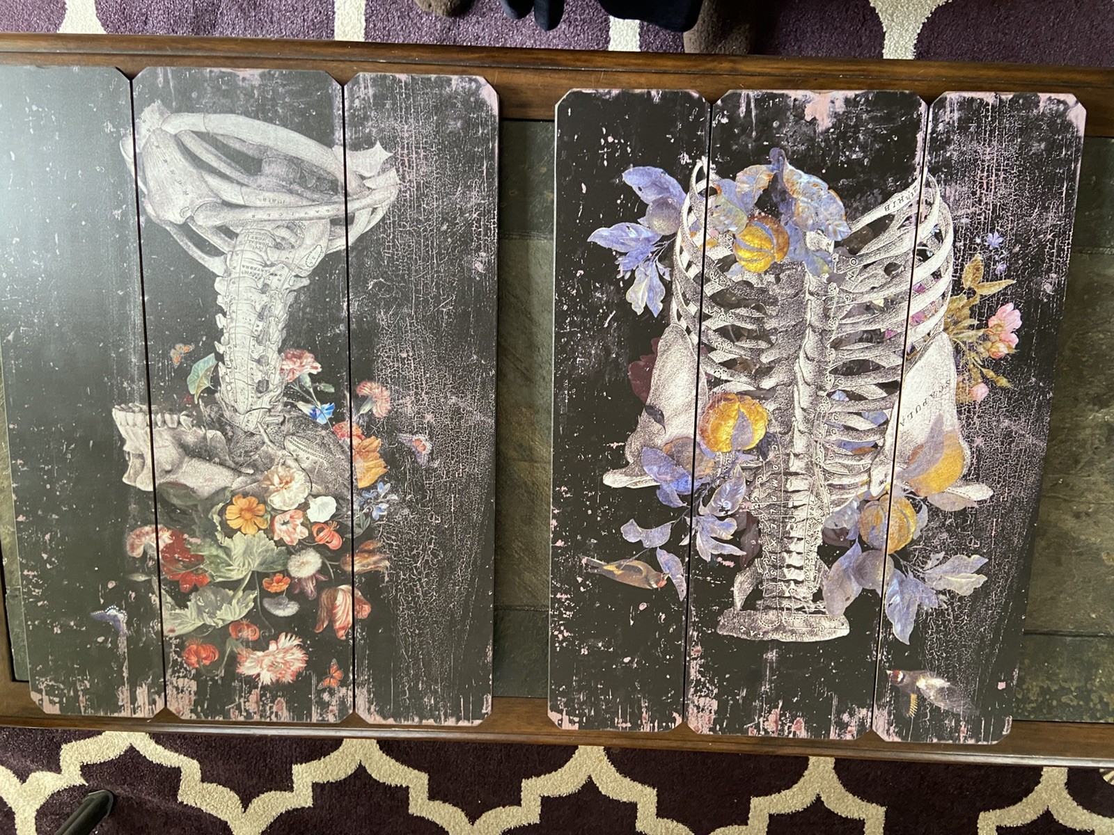 12×16 Flooreal Gothic Wall Art Home Decor Skeleton, a set of 2