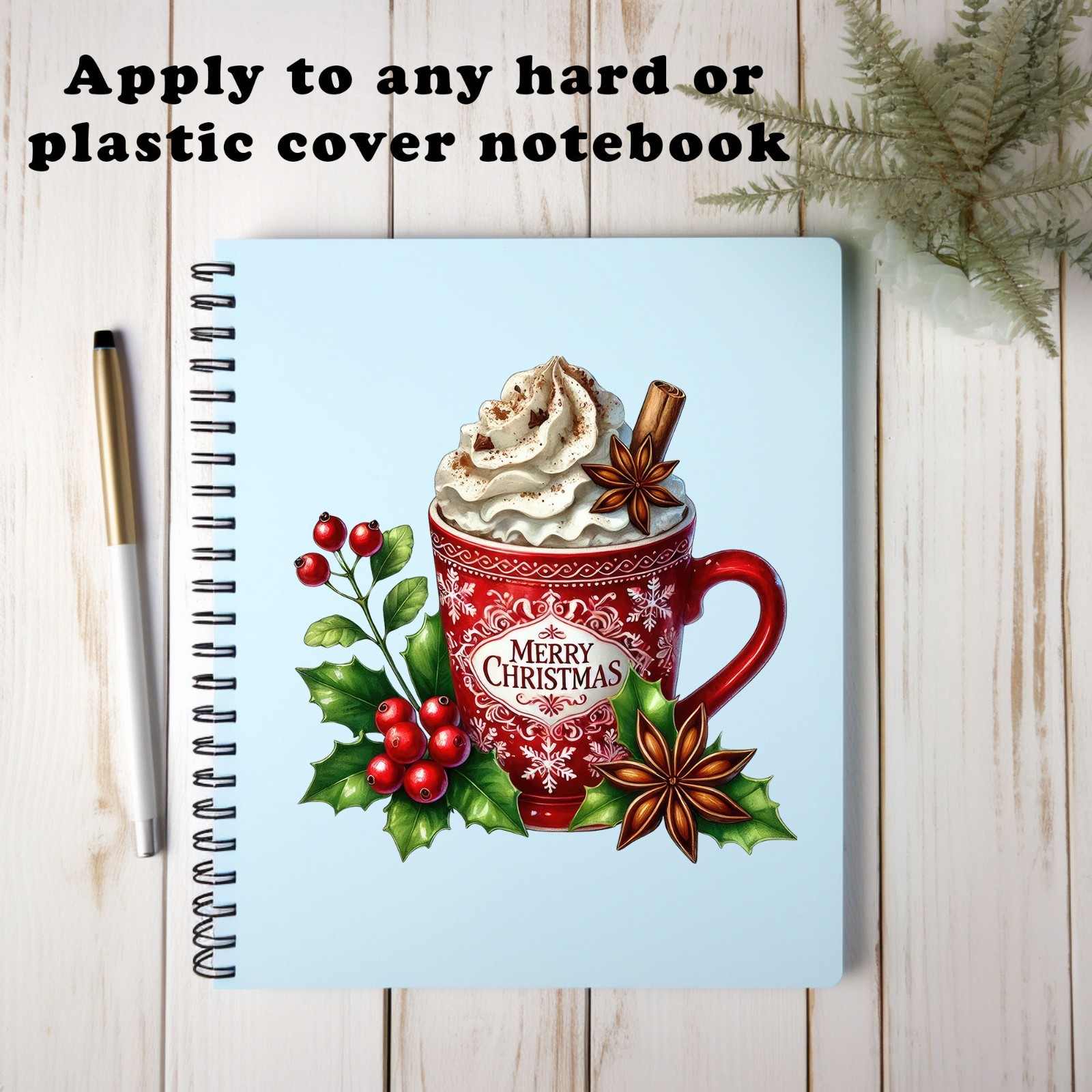 Holly Hot Cocoa Christmas UV DTF Transparent Sticker / Decal