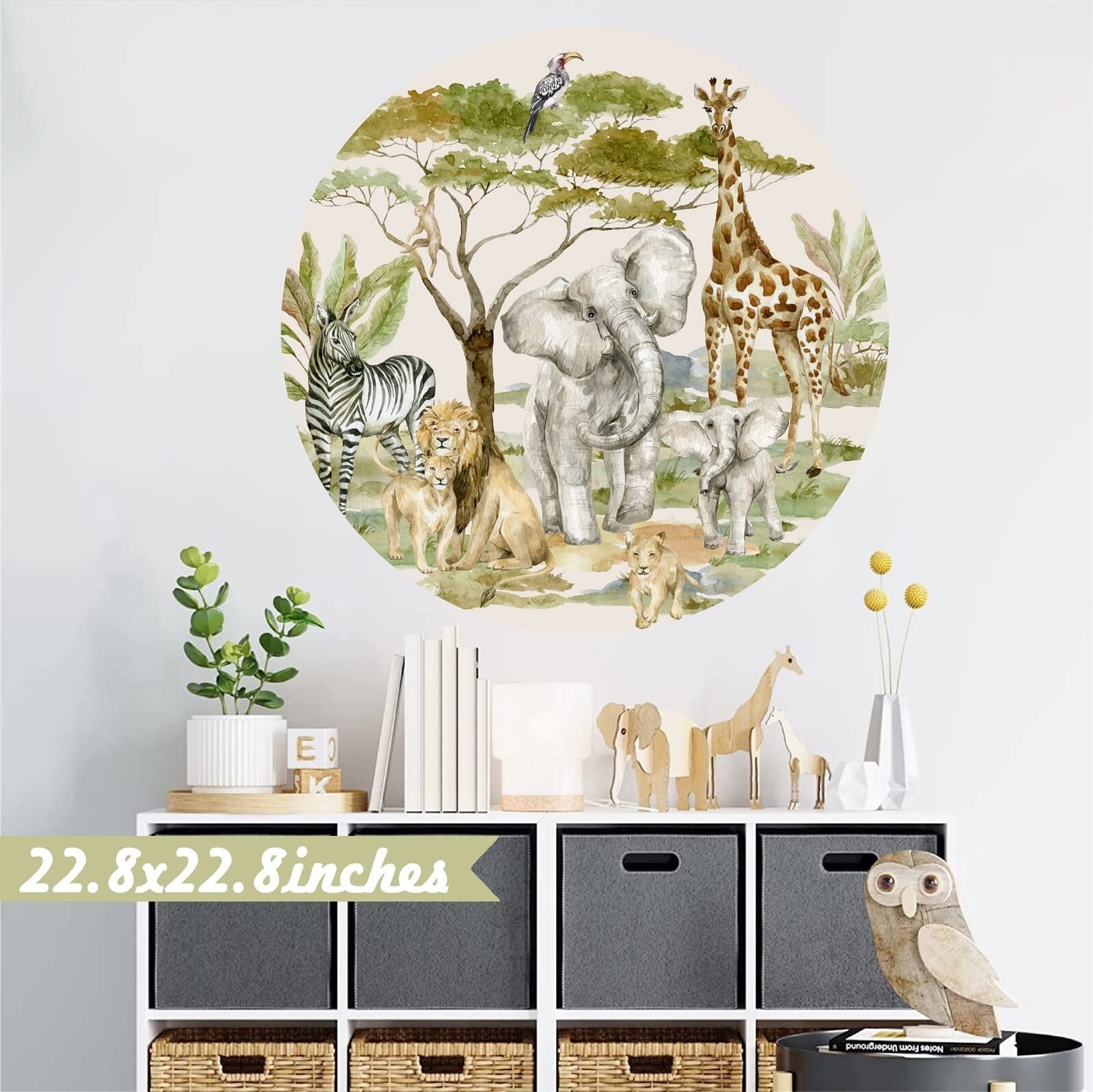 Jungle Animals Wall Decals Kids African Safari Animal Wall Decal Peel and Sti…