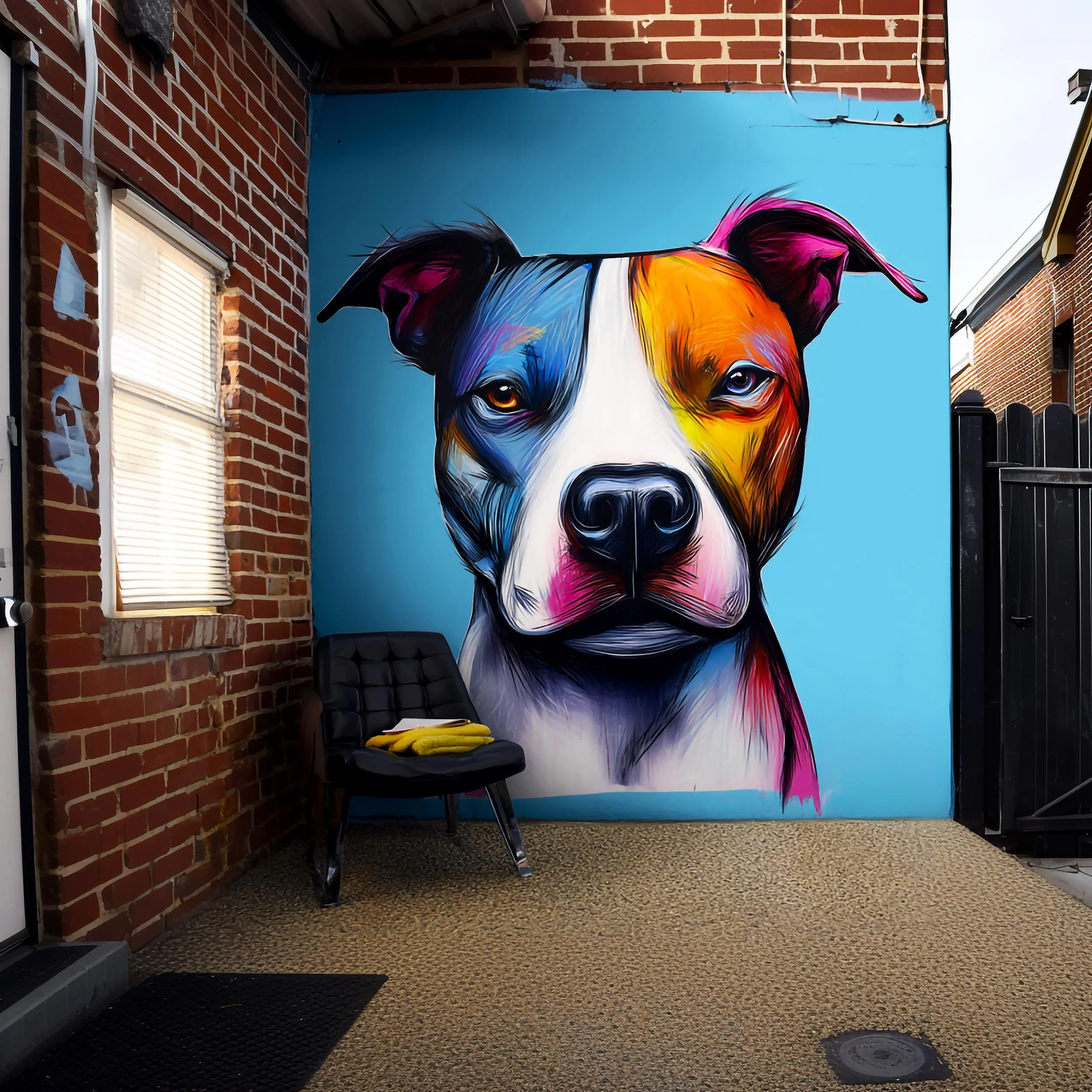Colorful Pitbull Wall Decal | Modern Dog Art Mural