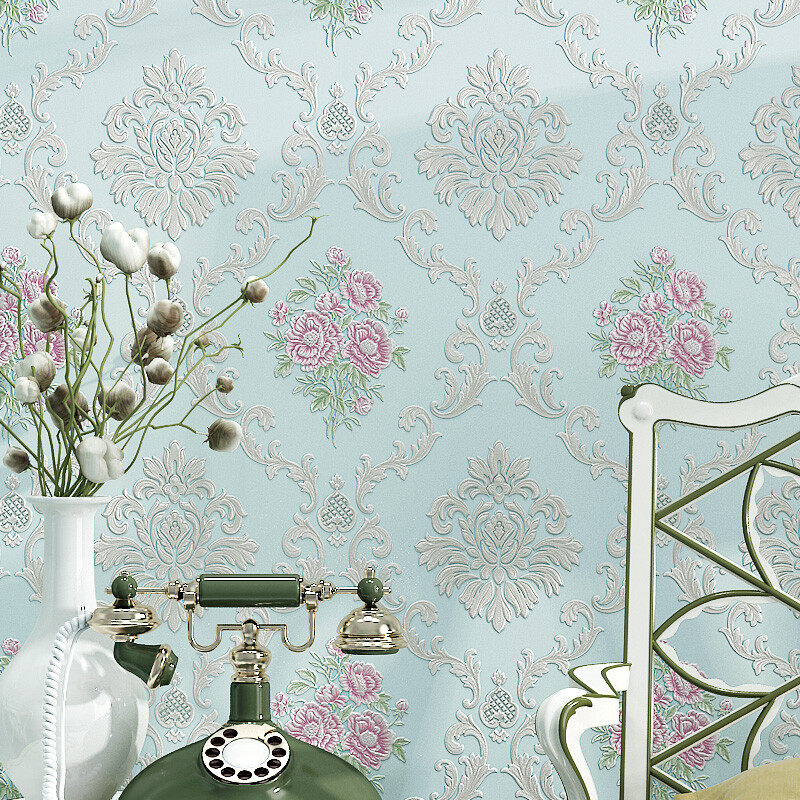 Wallpapers Embossed Textured Self-adhesive Wall Stickers Decal Floral DIY Modern
