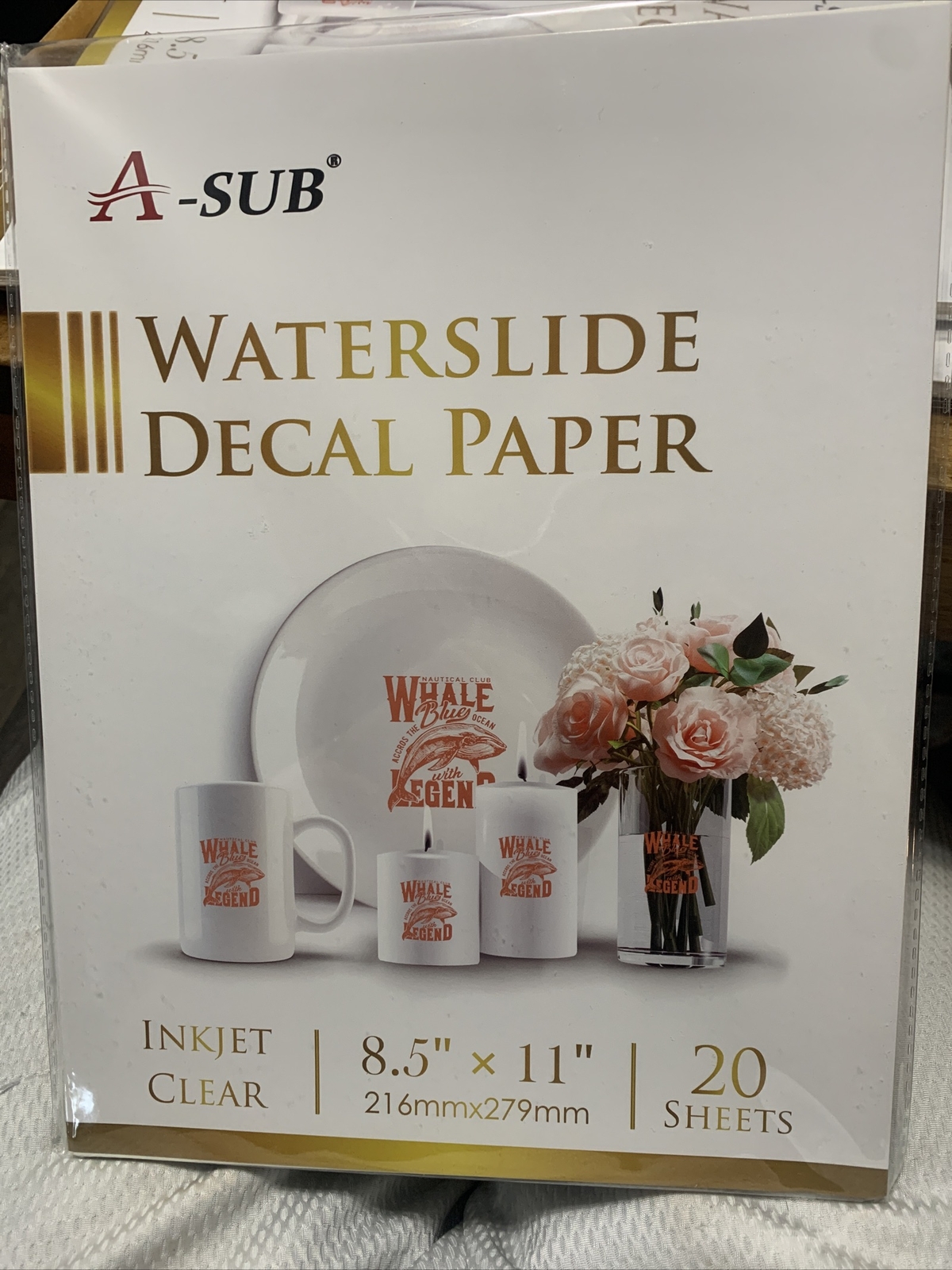 a sub waterslide decal oaoer 8.5”x11” 20 sheets per pack 6 packs